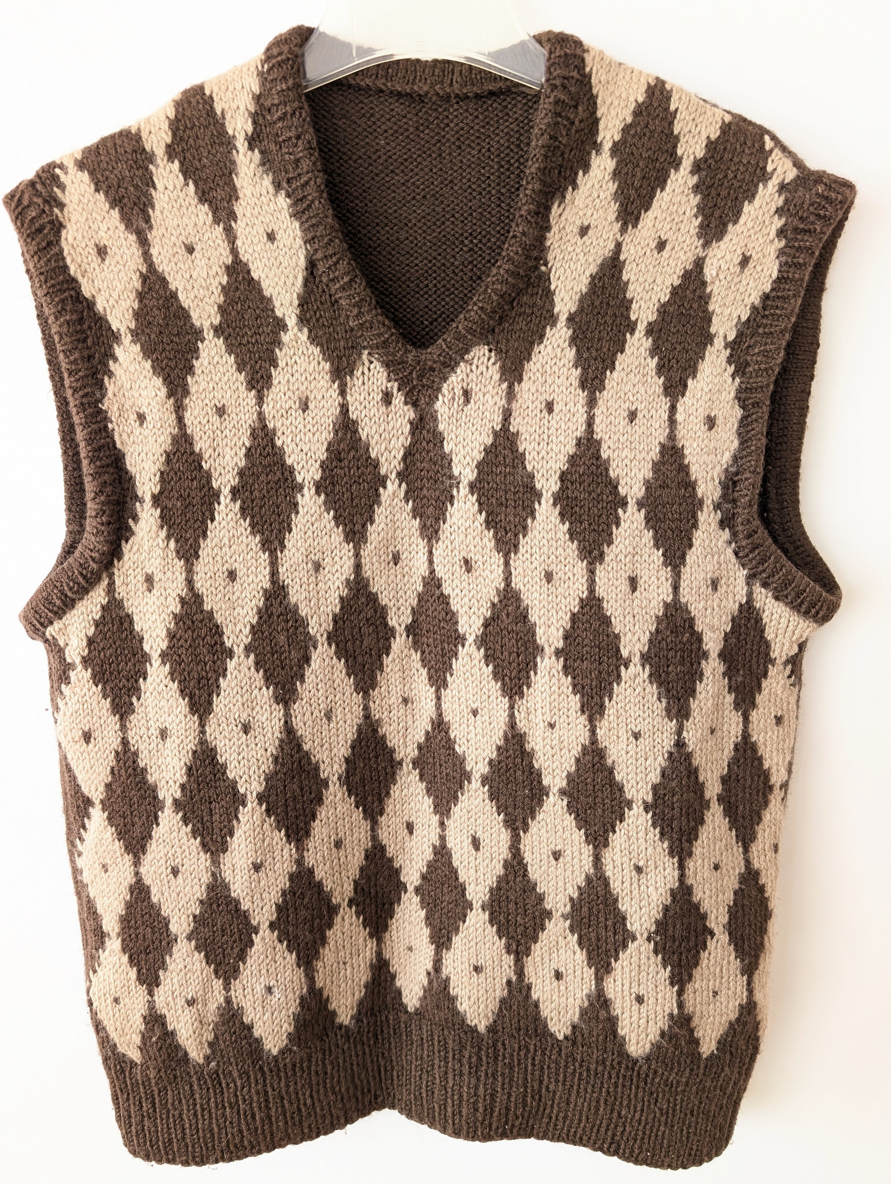 *Handmade* Pullunder Wolle 70s Rauten (L)