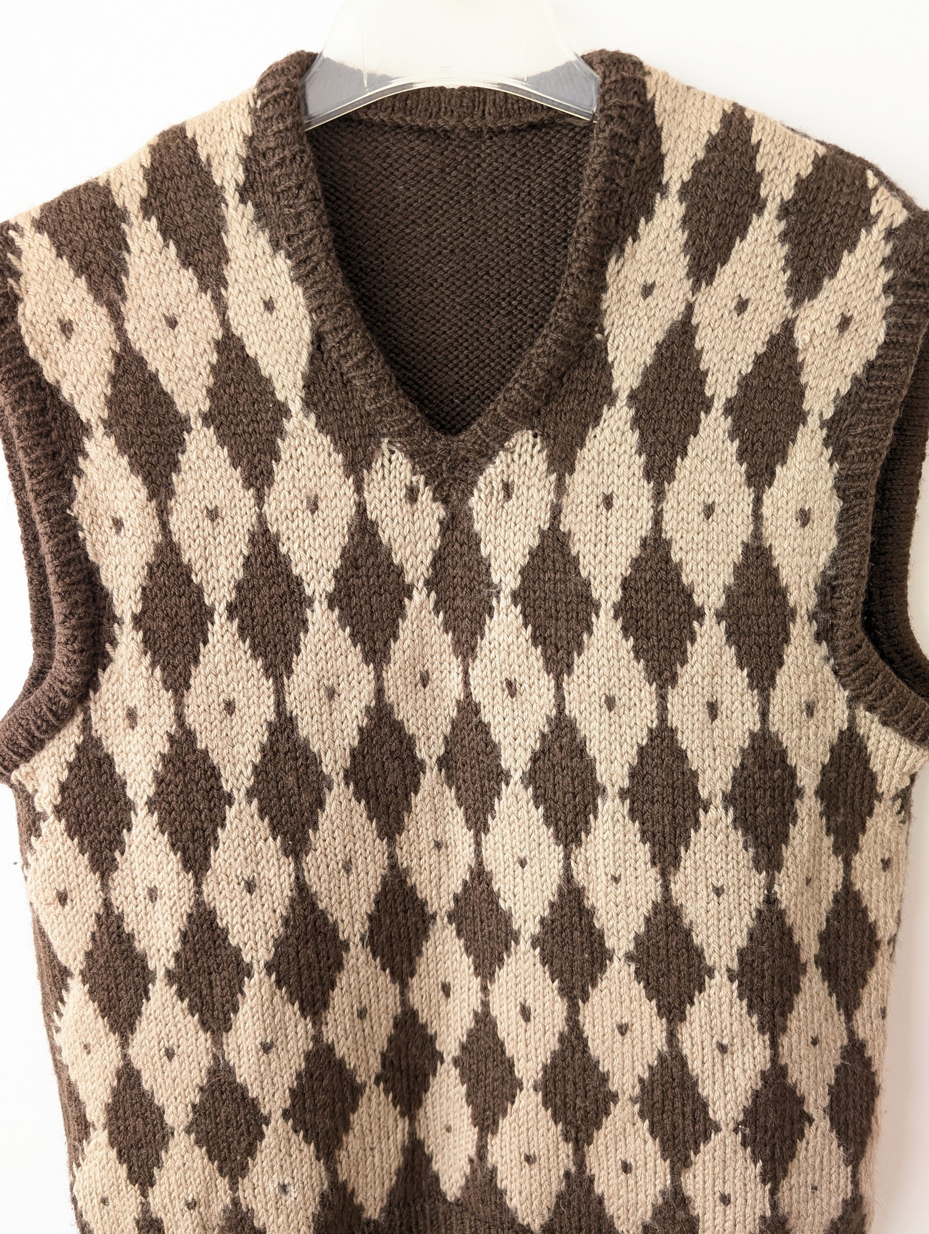 *Handmade* Pullunder Wolle 70s Rauten (L)