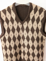 Lade das Bild in den Galerie-Viewer, *Handmade* Pullunder Wolle 70s Rauten (L)
