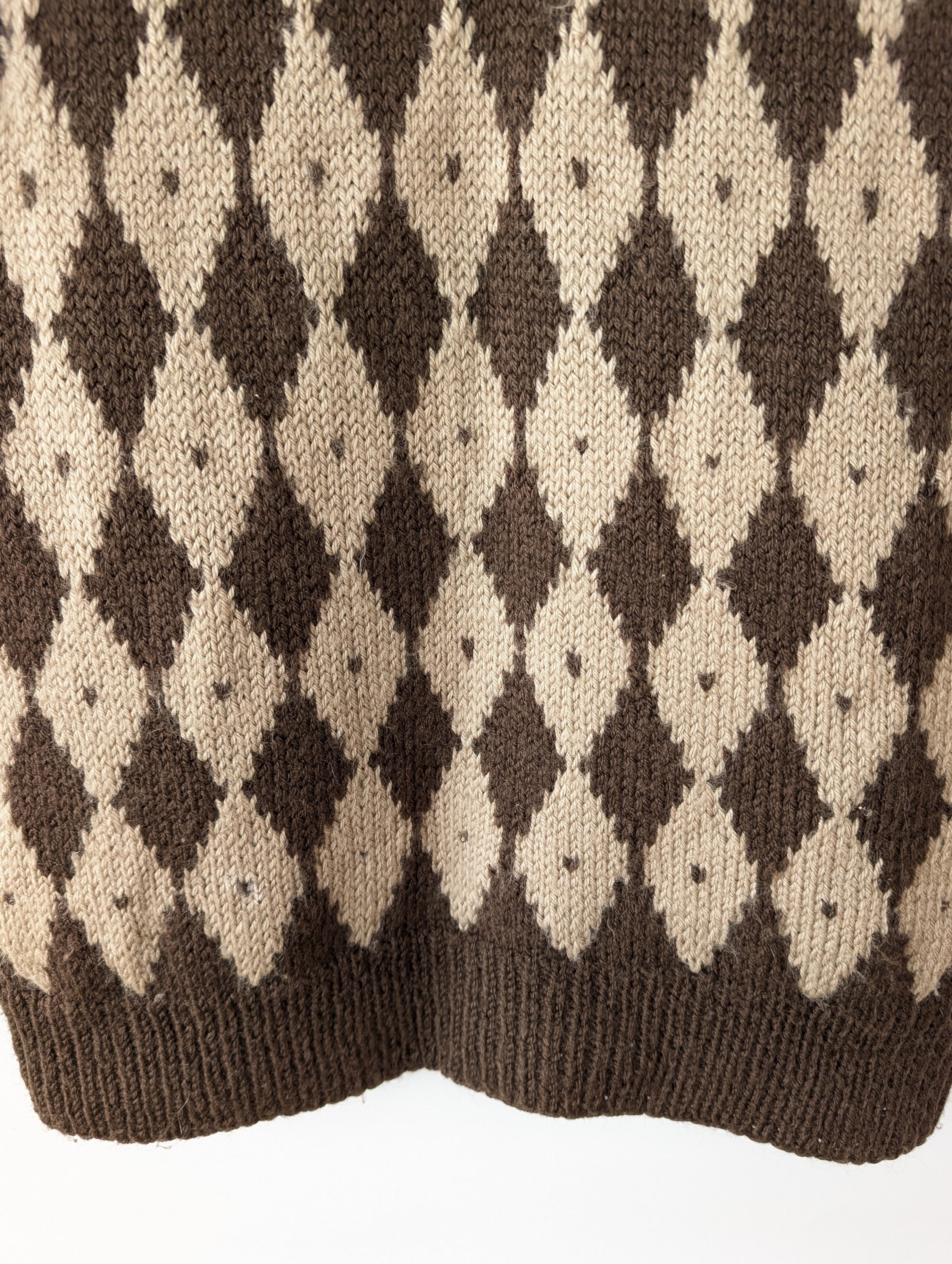 *Handmade* Pullunder Wolle 70s Rauten (L)