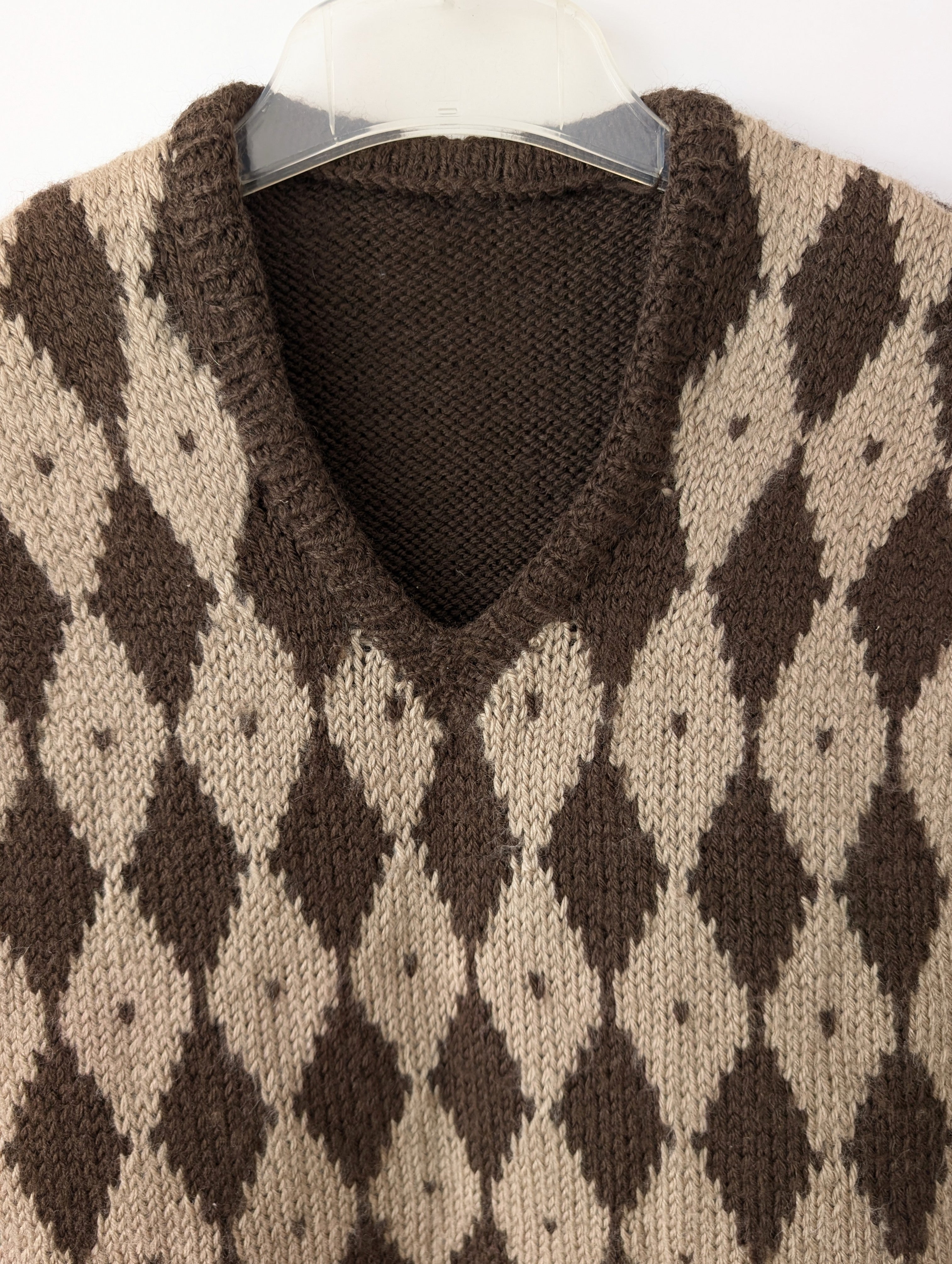 *Handmade* Pullunder Wolle 70s Rauten (L)