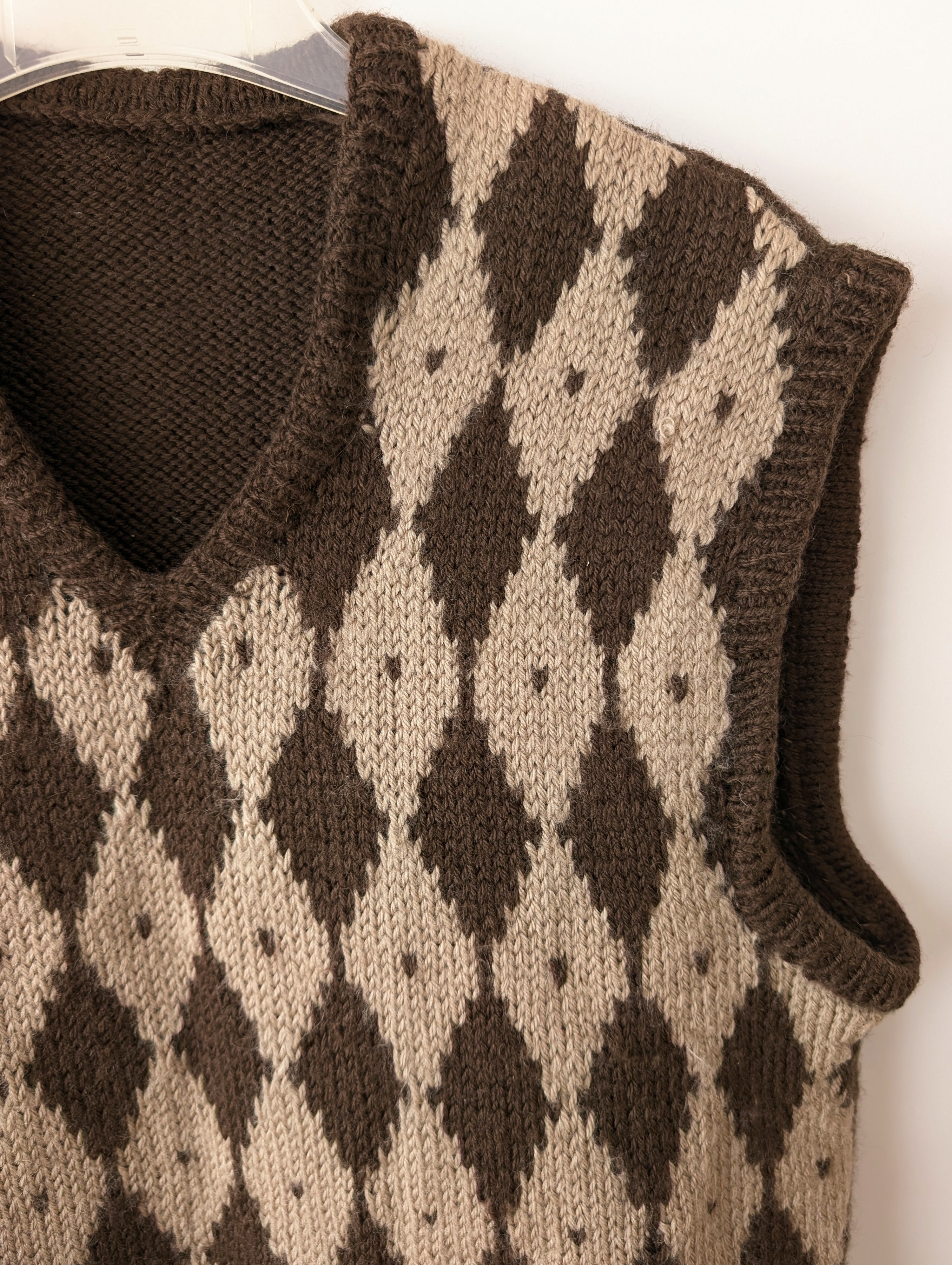 *Handmade* Pullunder Wolle 70s Rauten (L)