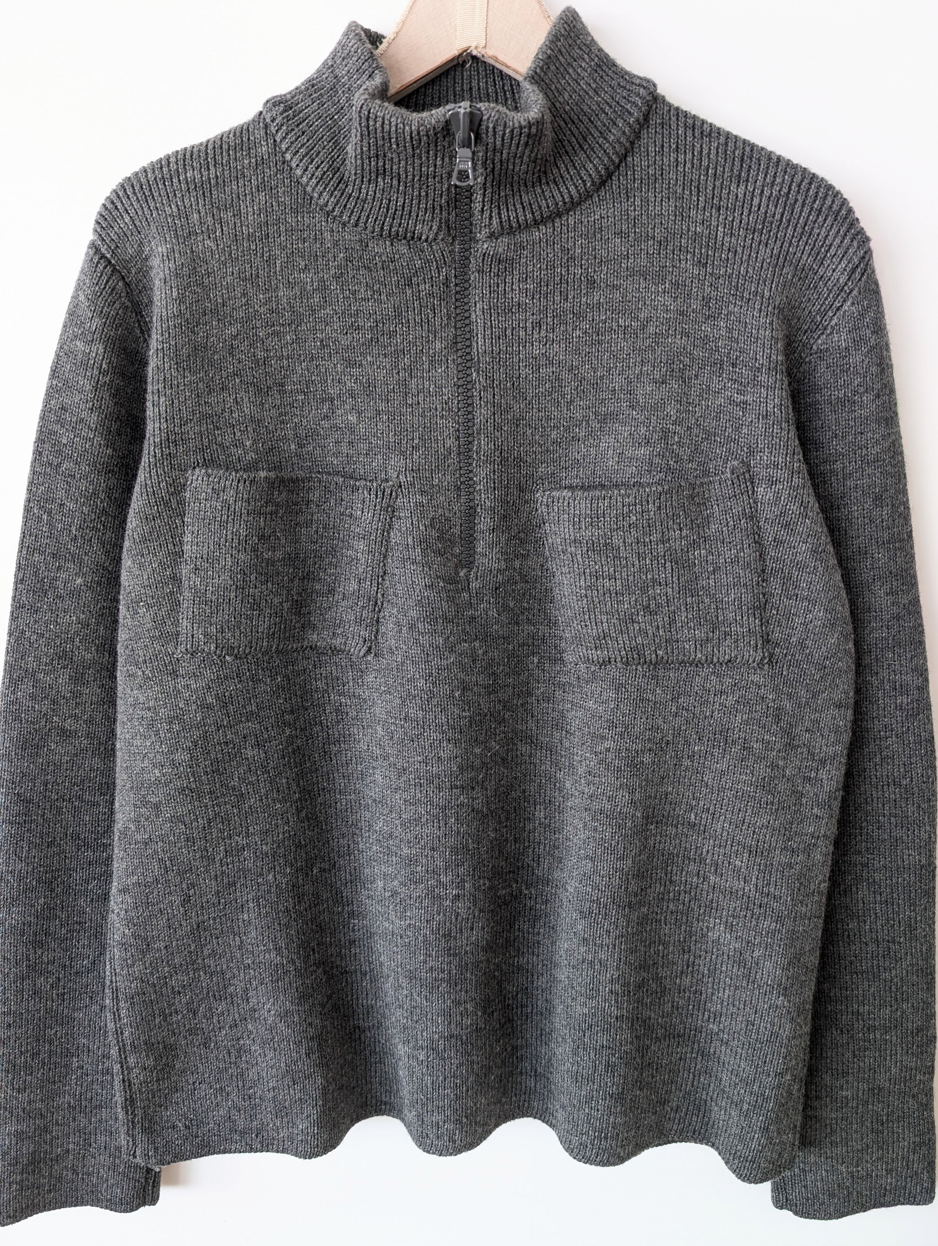 *Miu Miu* Pullover Troyer Wolle Mausgrau (L)