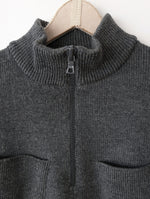 Lade das Bild in den Galerie-Viewer, *Miu Miu* Pullover Troyer Wolle Mausgrau (L)
