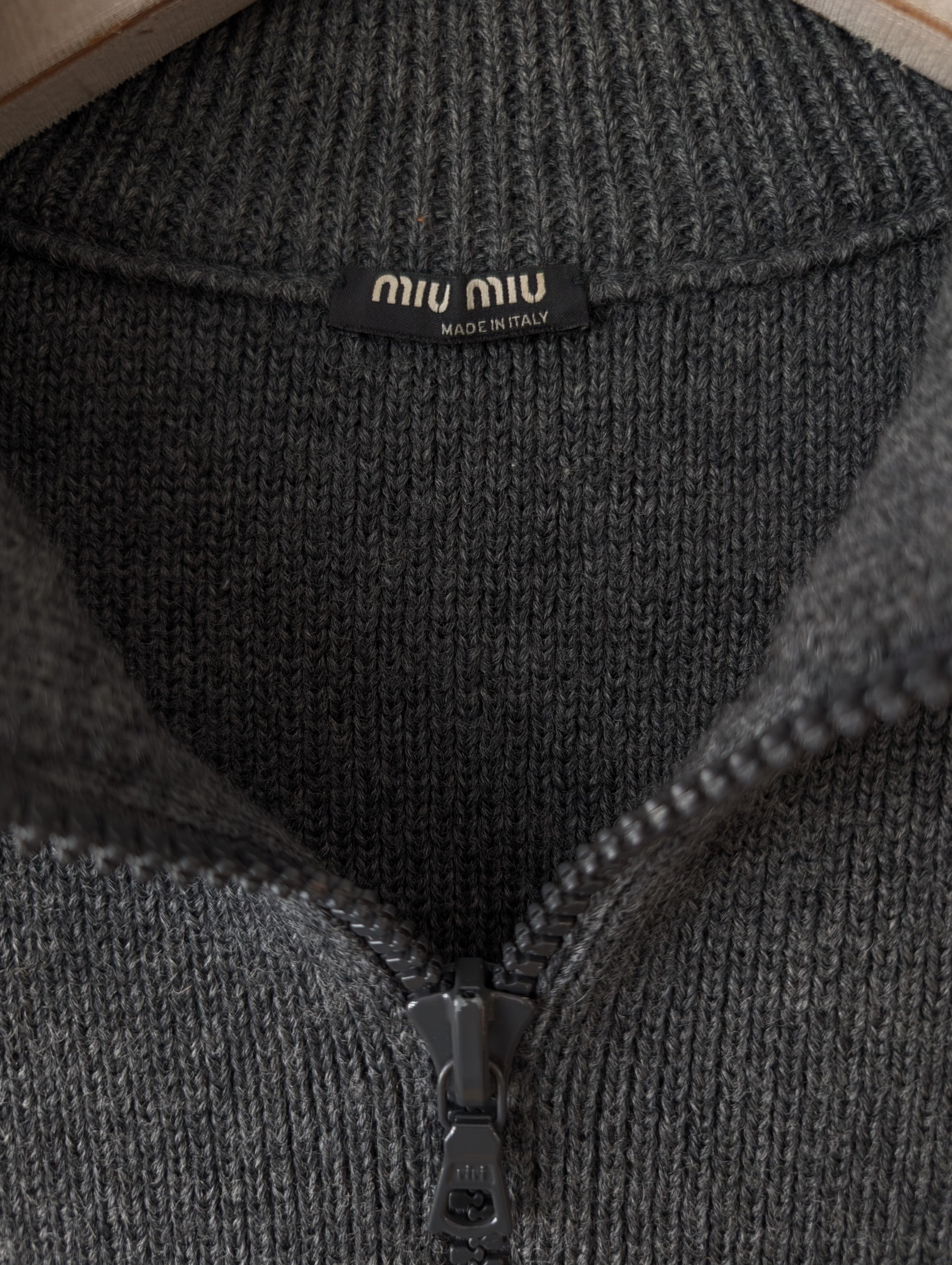 *Miu Miu* Pullover Troyer Wolle Mausgrau (L)