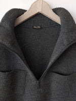 Lade das Bild in den Galerie-Viewer, *Miu Miu* Pullover Troyer Wolle Mausgrau (L)
