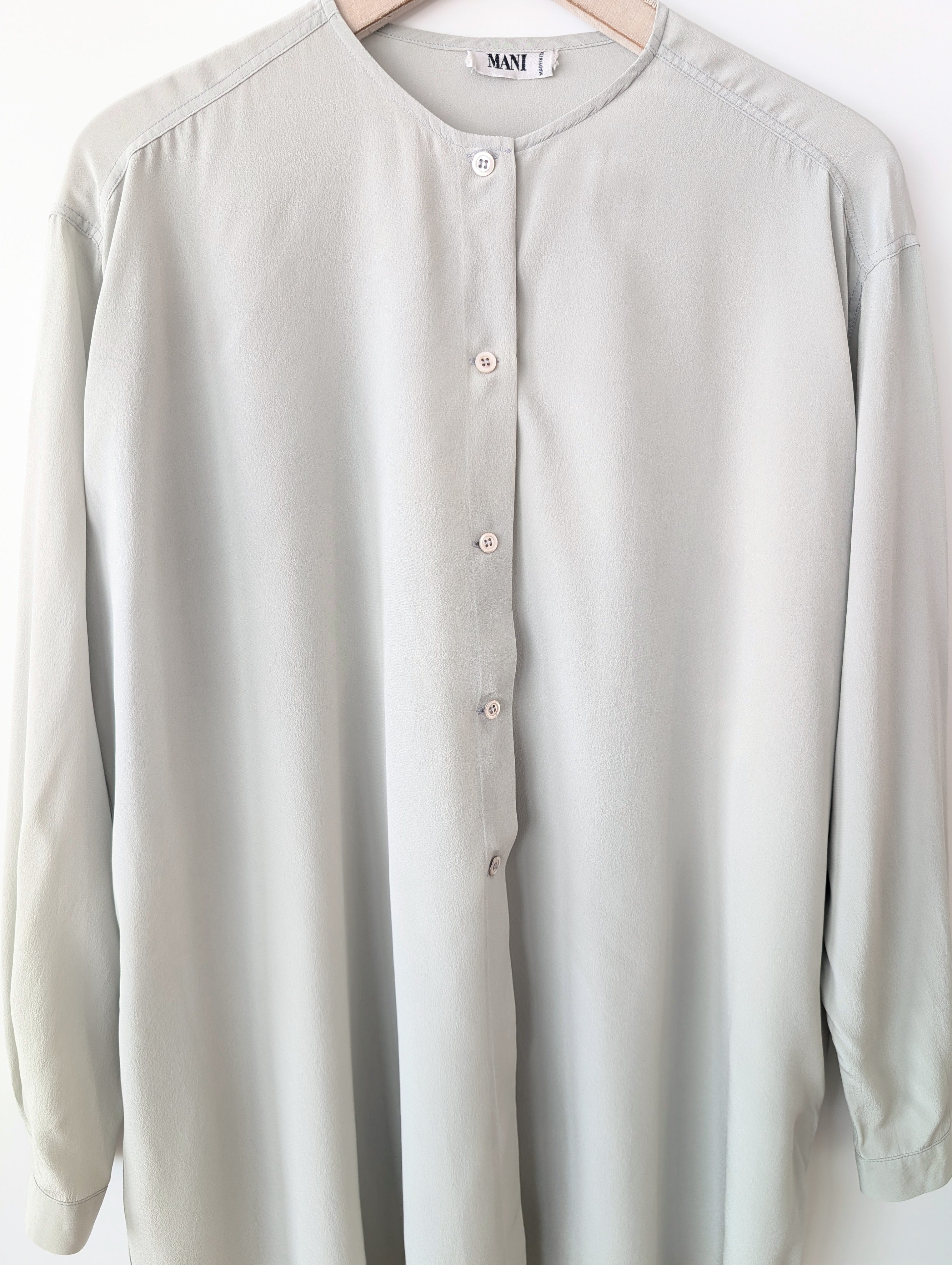 *Armani* Long Bluse 100% Seide Hellgrau (L-XL)