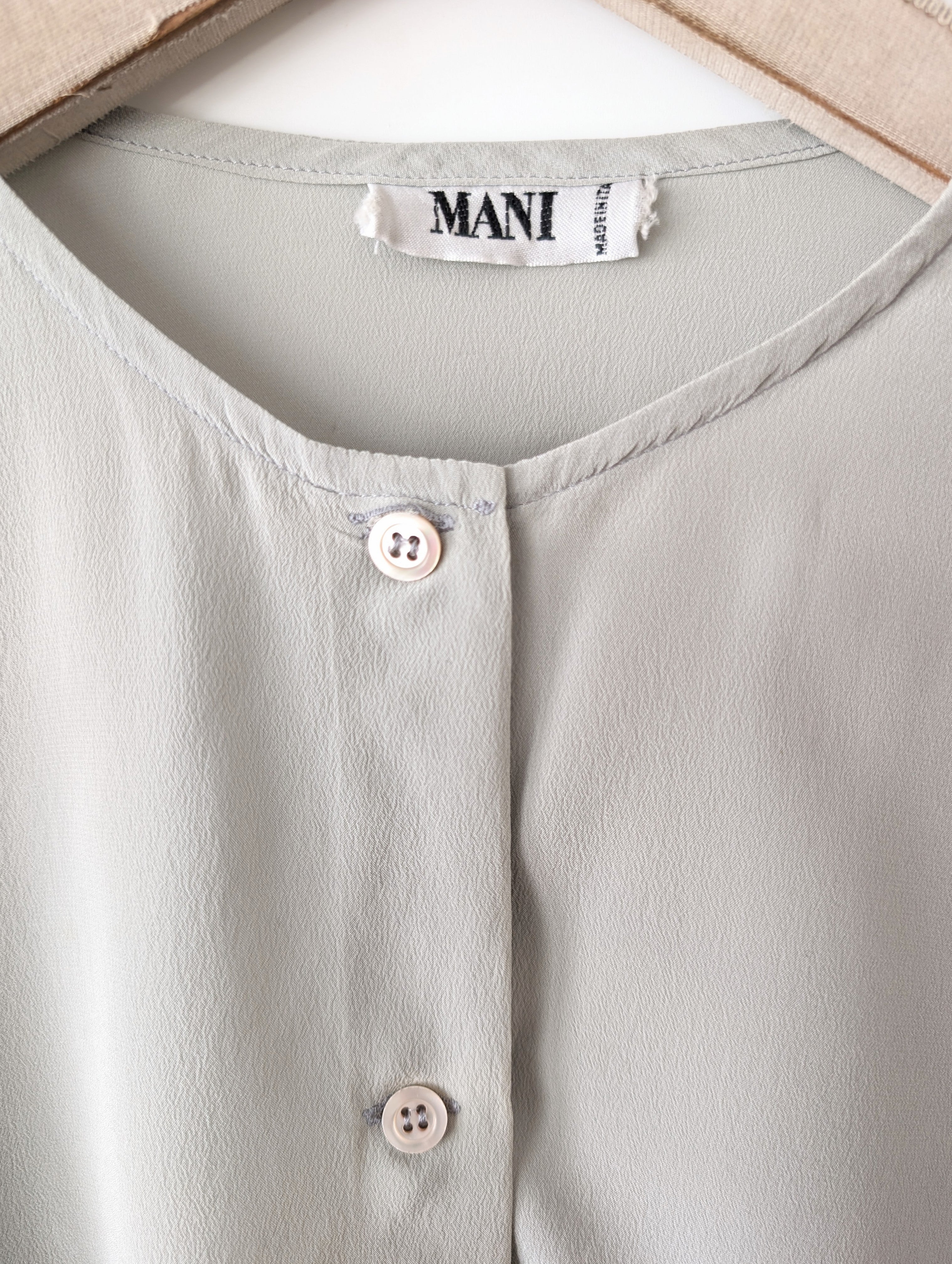 *Armani* Long Bluse 100% Seide Hellgrau (L-XL)