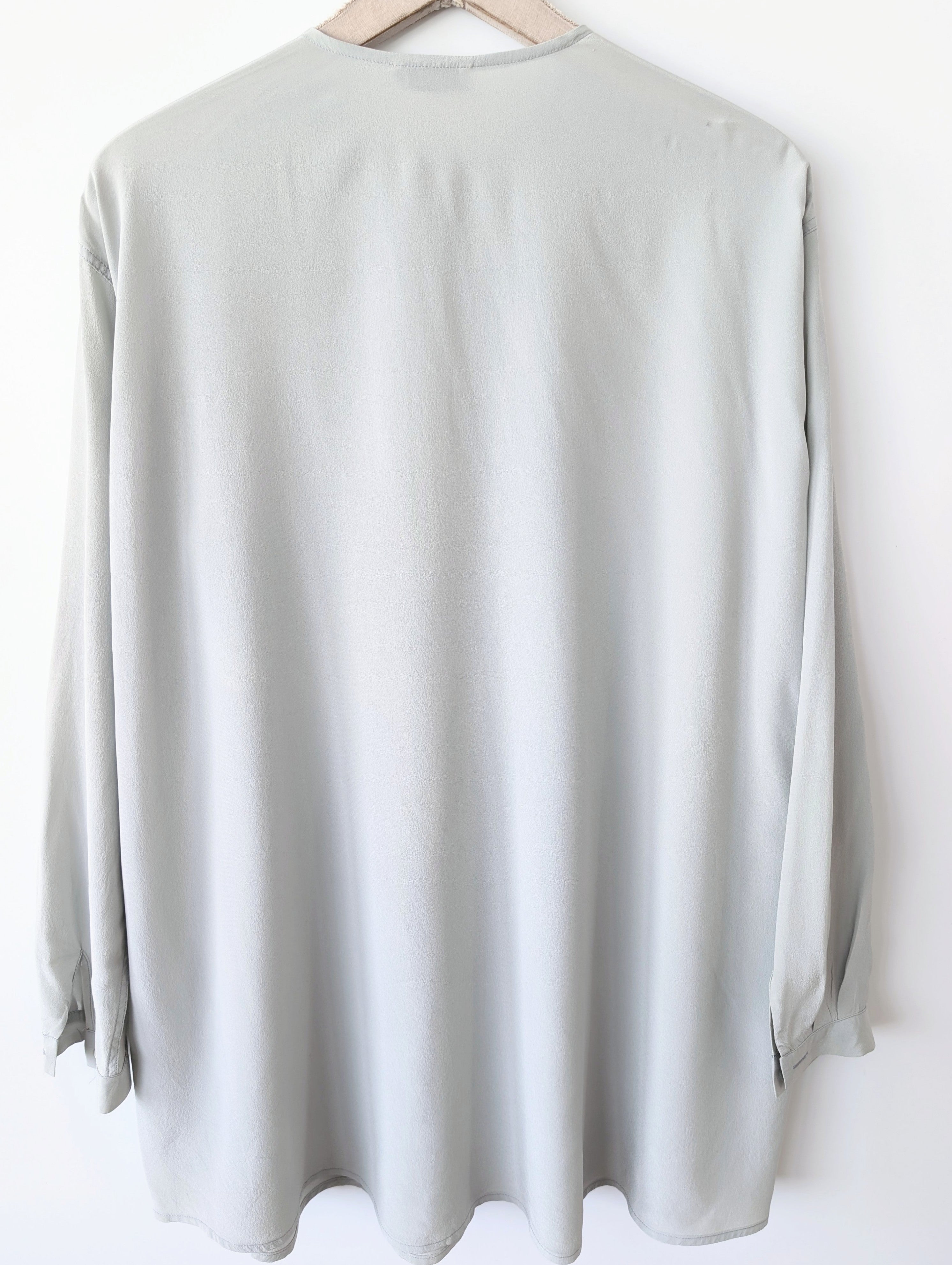 *Armani* Long Bluse 100% Seide Hellgrau (L-XL)