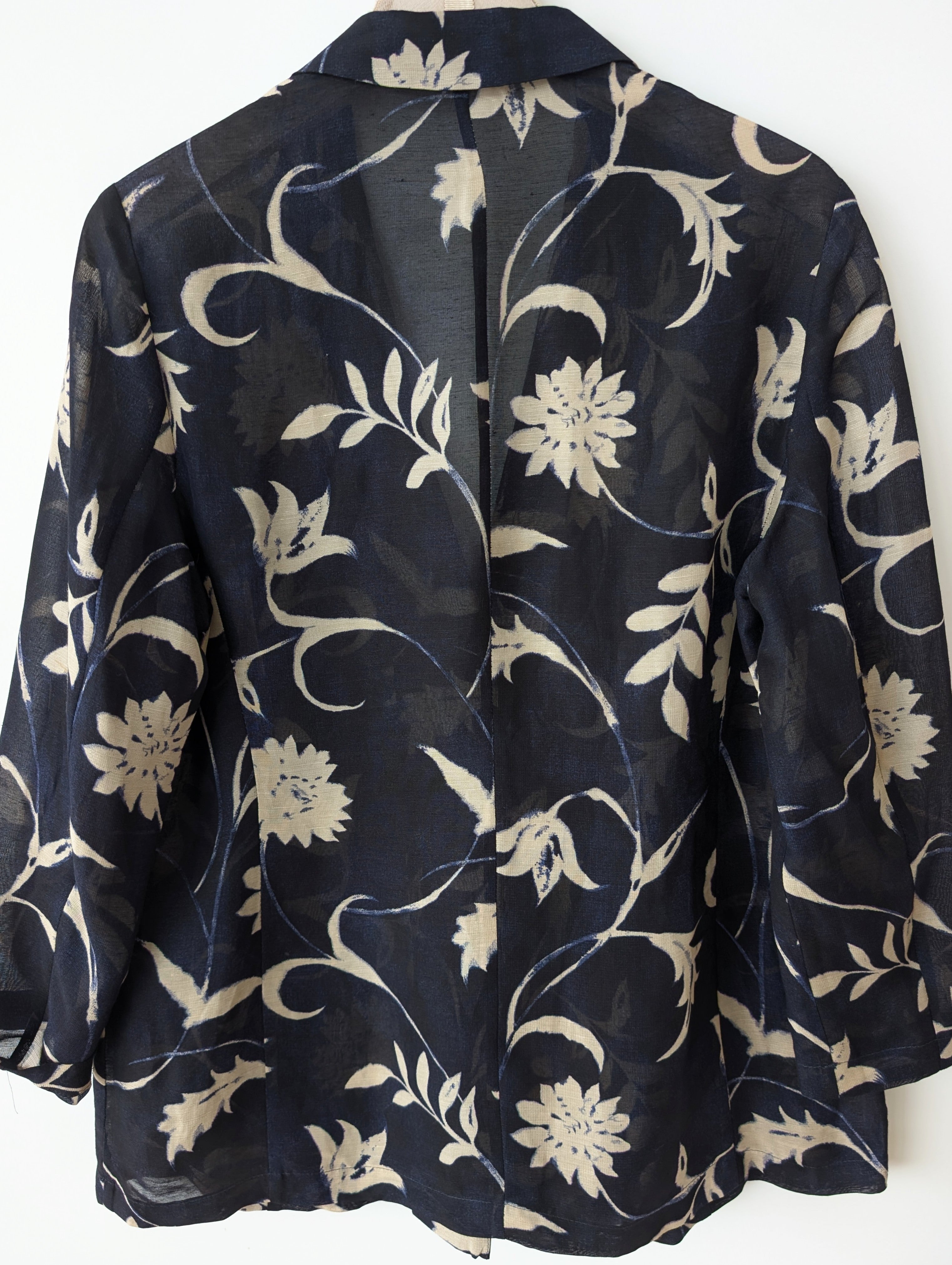 *Cerruti* Blazer Leinen Blumen Print Marine (L-XL)