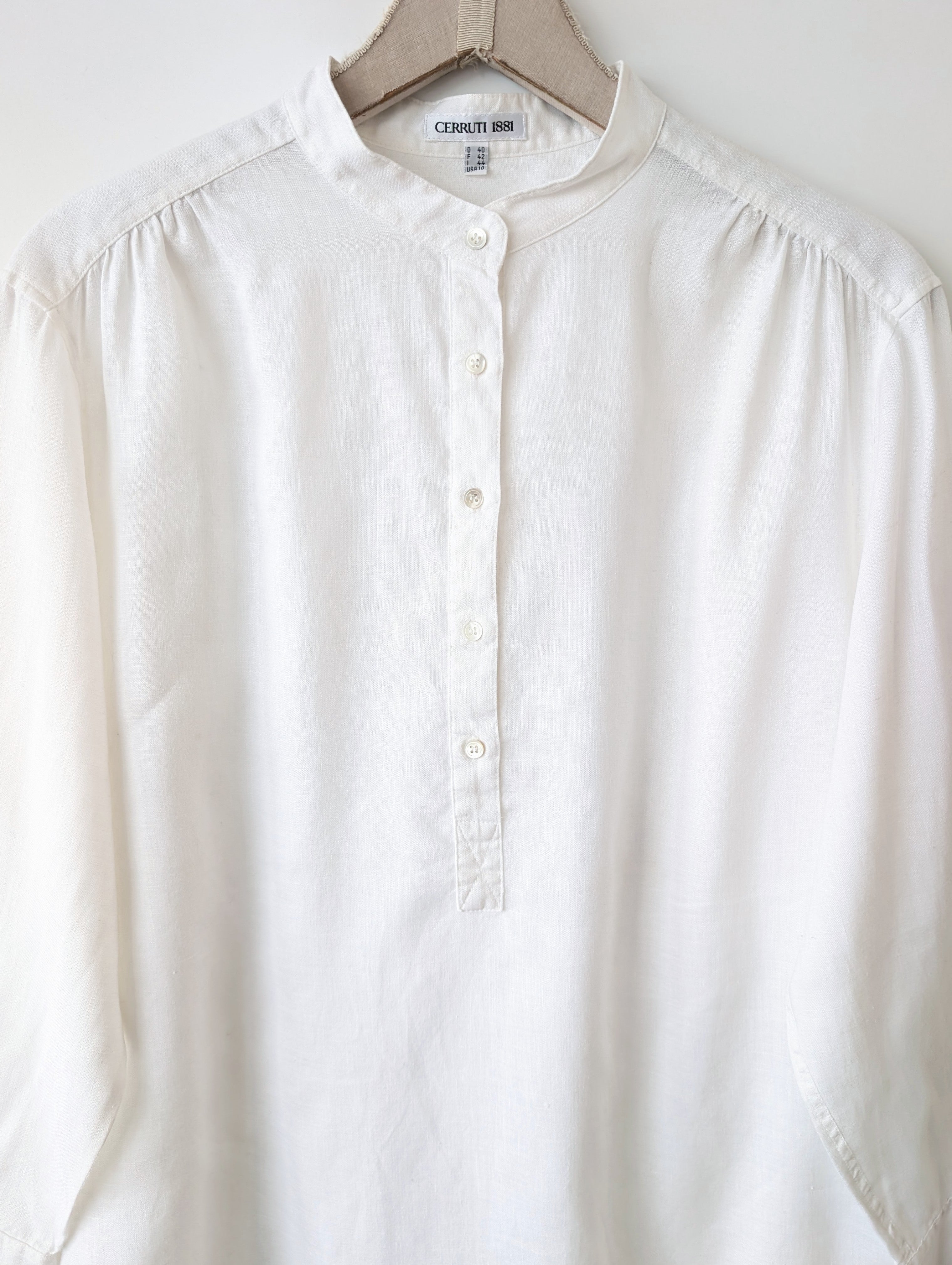 *Cerruti* Bluse 100% Leinen Weiß Basic (L)