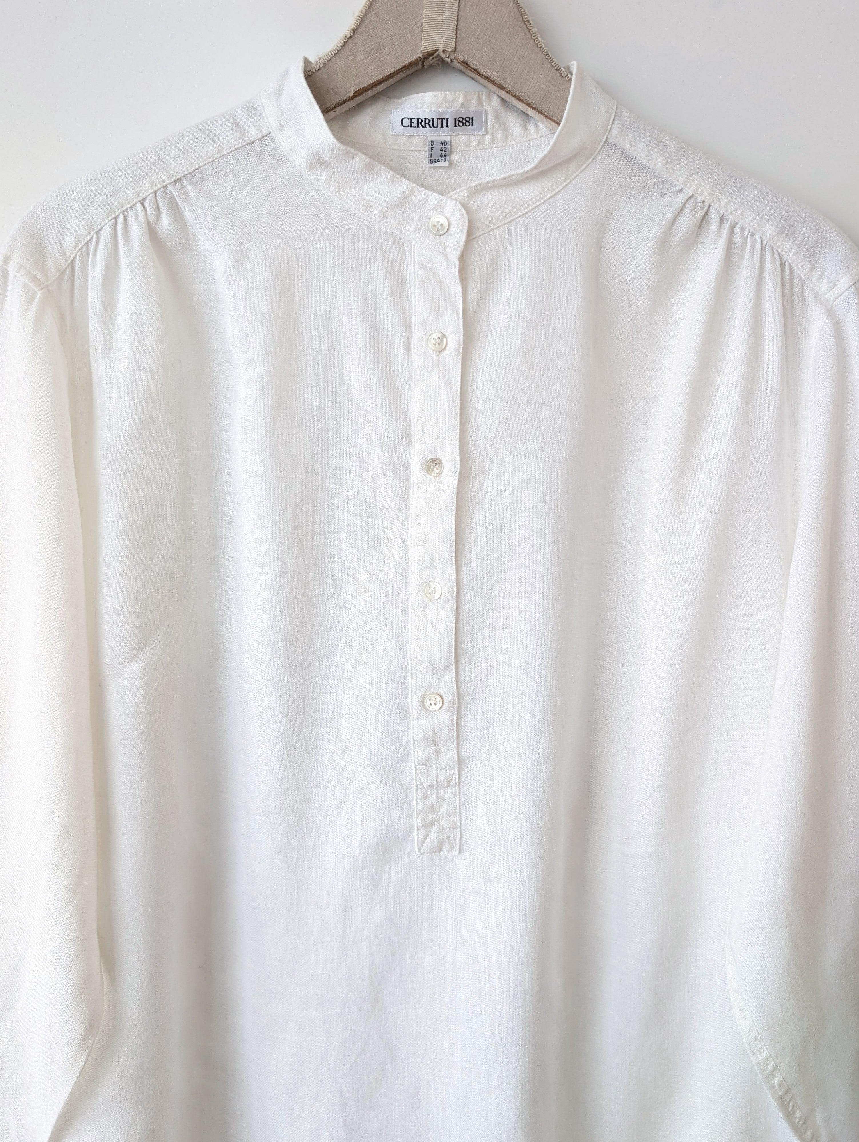 *Cerruti* Bluse 100% Leinen Weiß Basic (L)