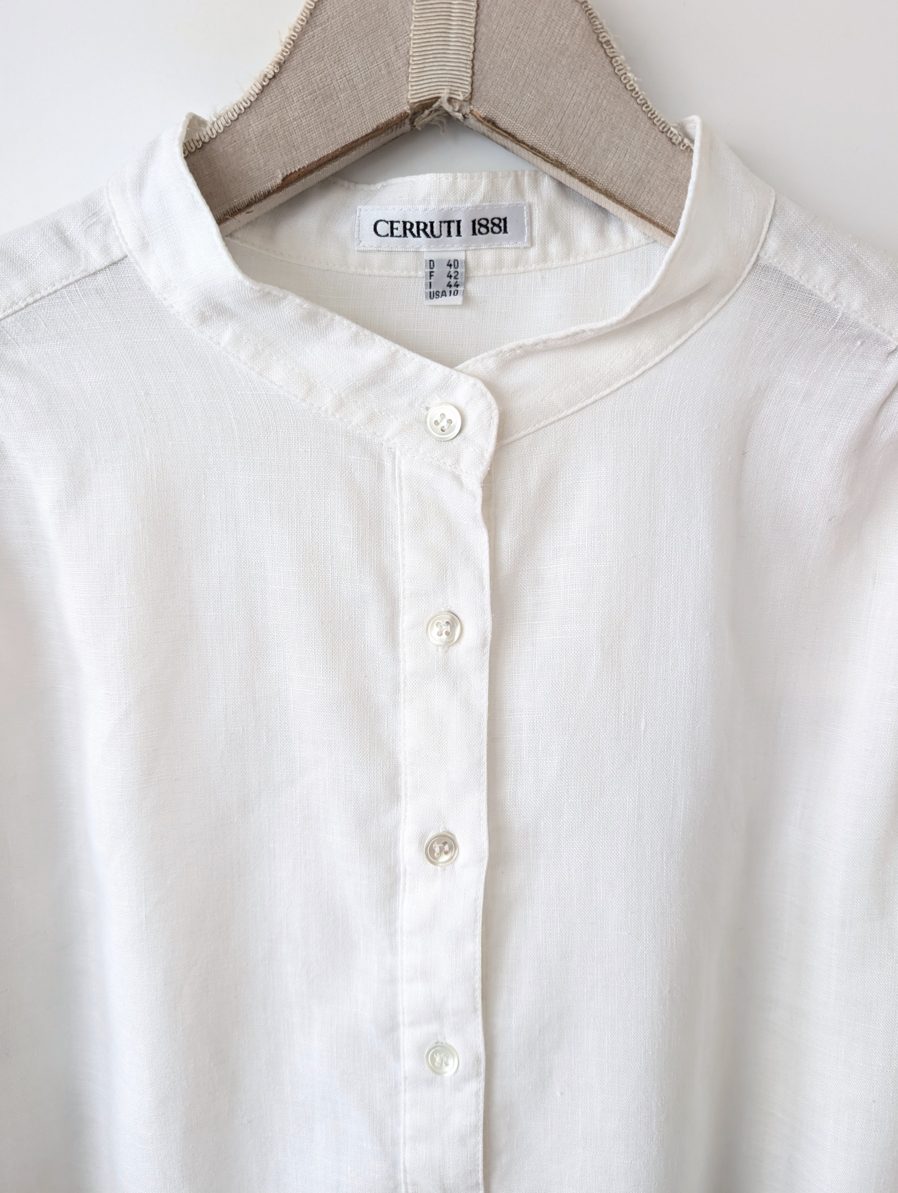 *Cerruti* Bluse 100% Leinen Weiß Basic (L)