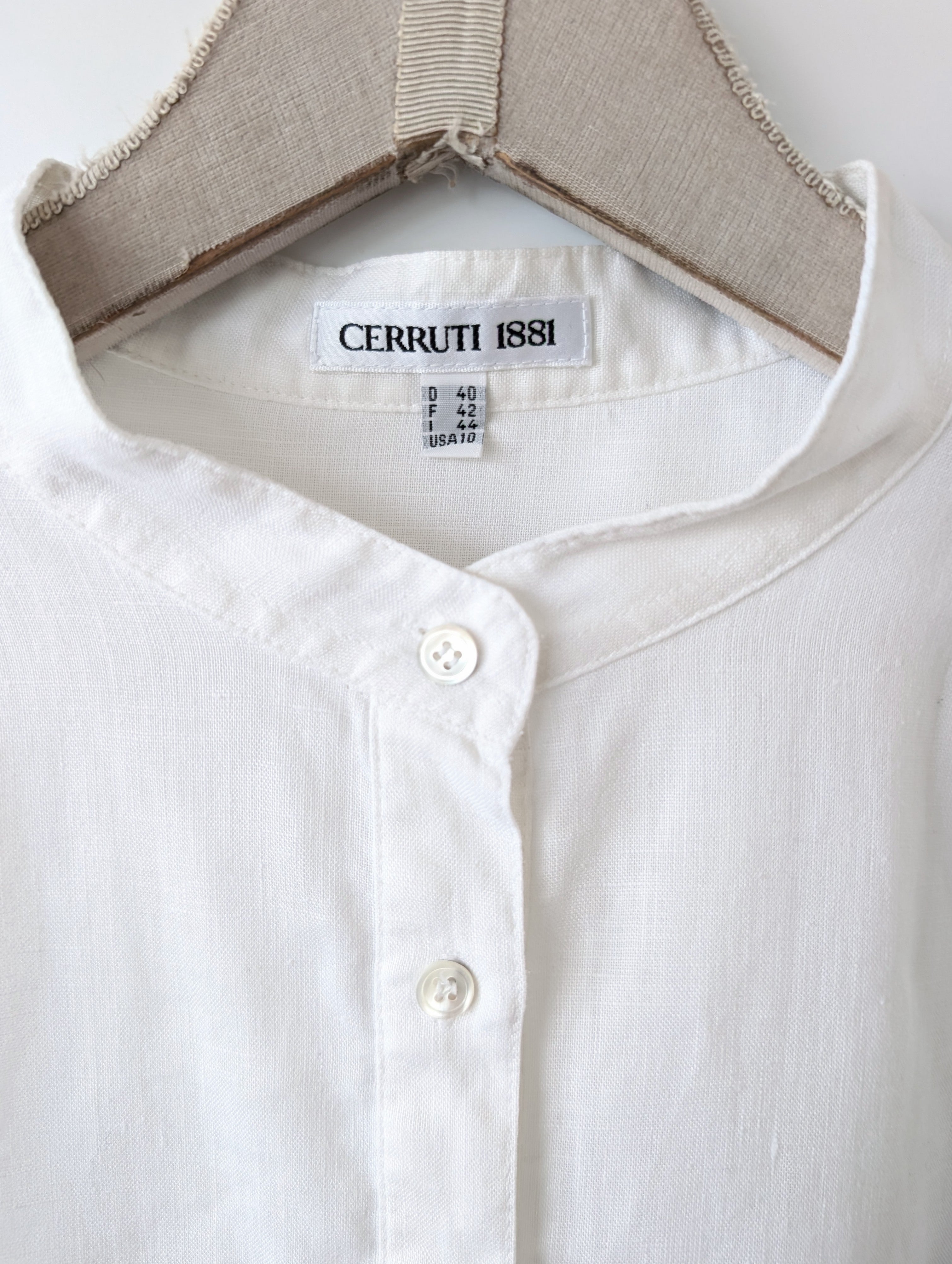 *Cerruti* Bluse 100% Leinen Weiß Basic (L)