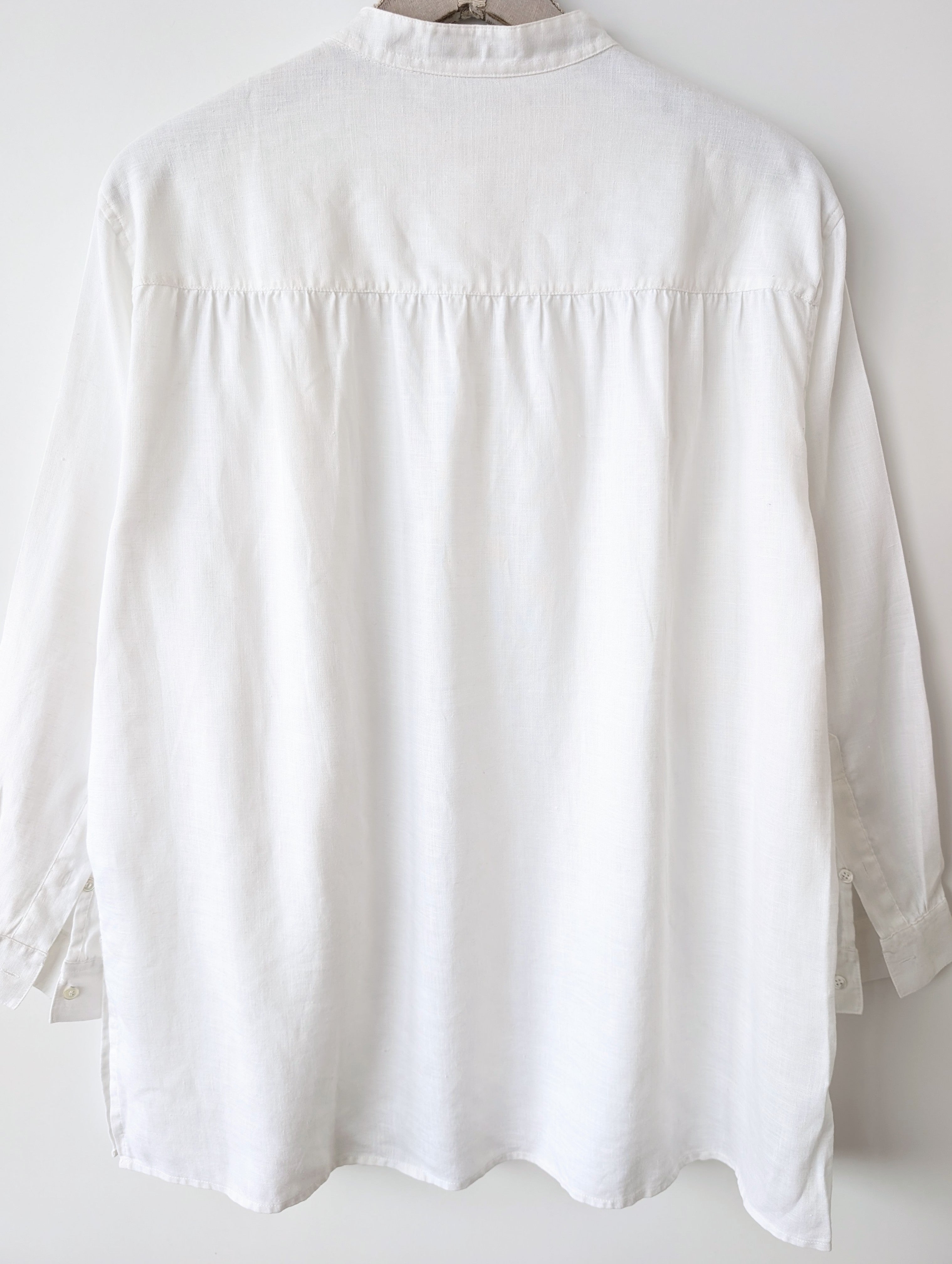 *Cerruti* Bluse 100% Leinen Weiß Basic (L)