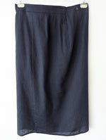 Lade das Bild in den Galerie-Viewer, *René Lezard* Wickelrock Leinen Seide Wolle Marine (L)
