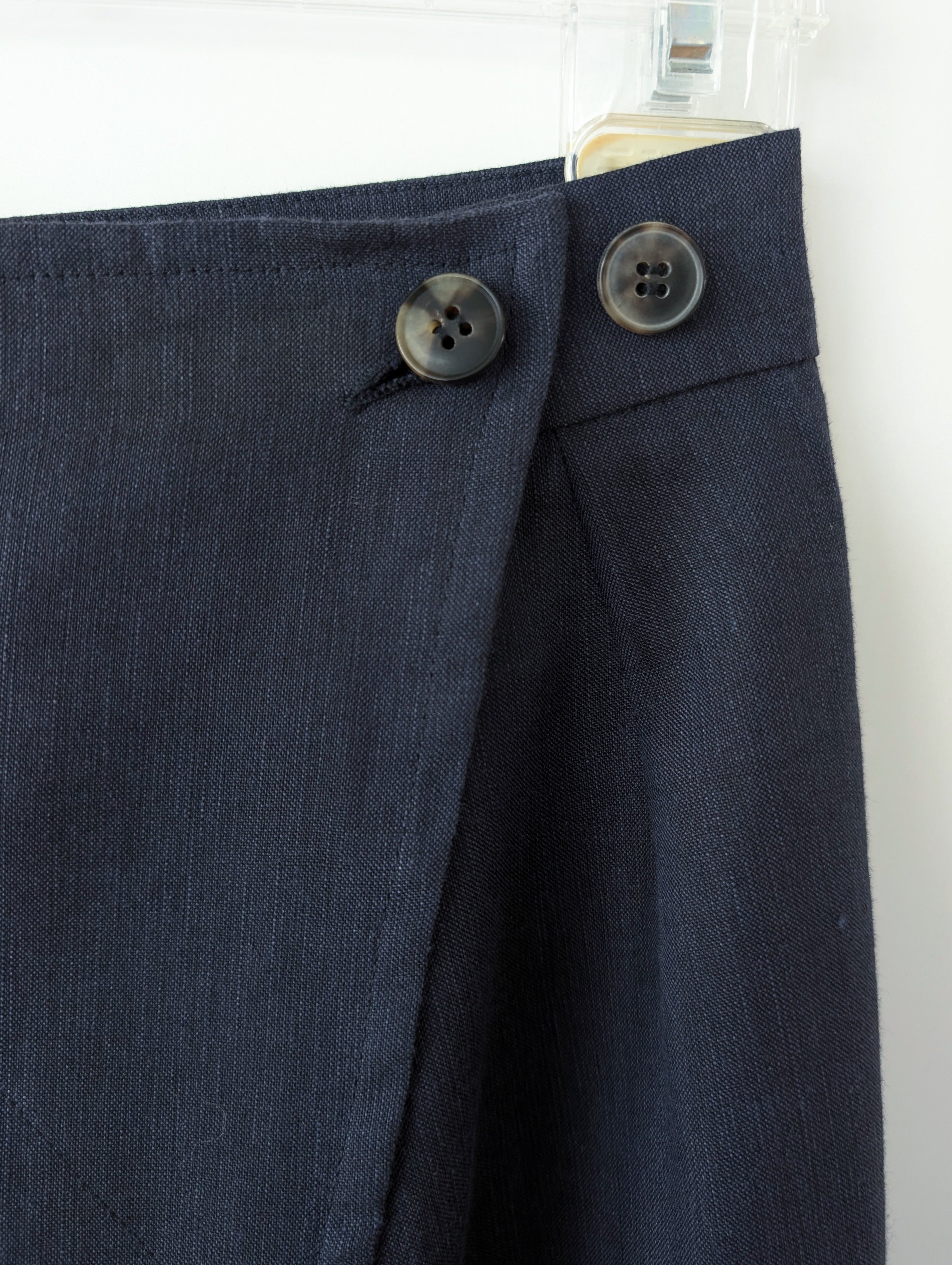 *René Lezard* Wickelrock Leinen Seide Wolle Marine (L)