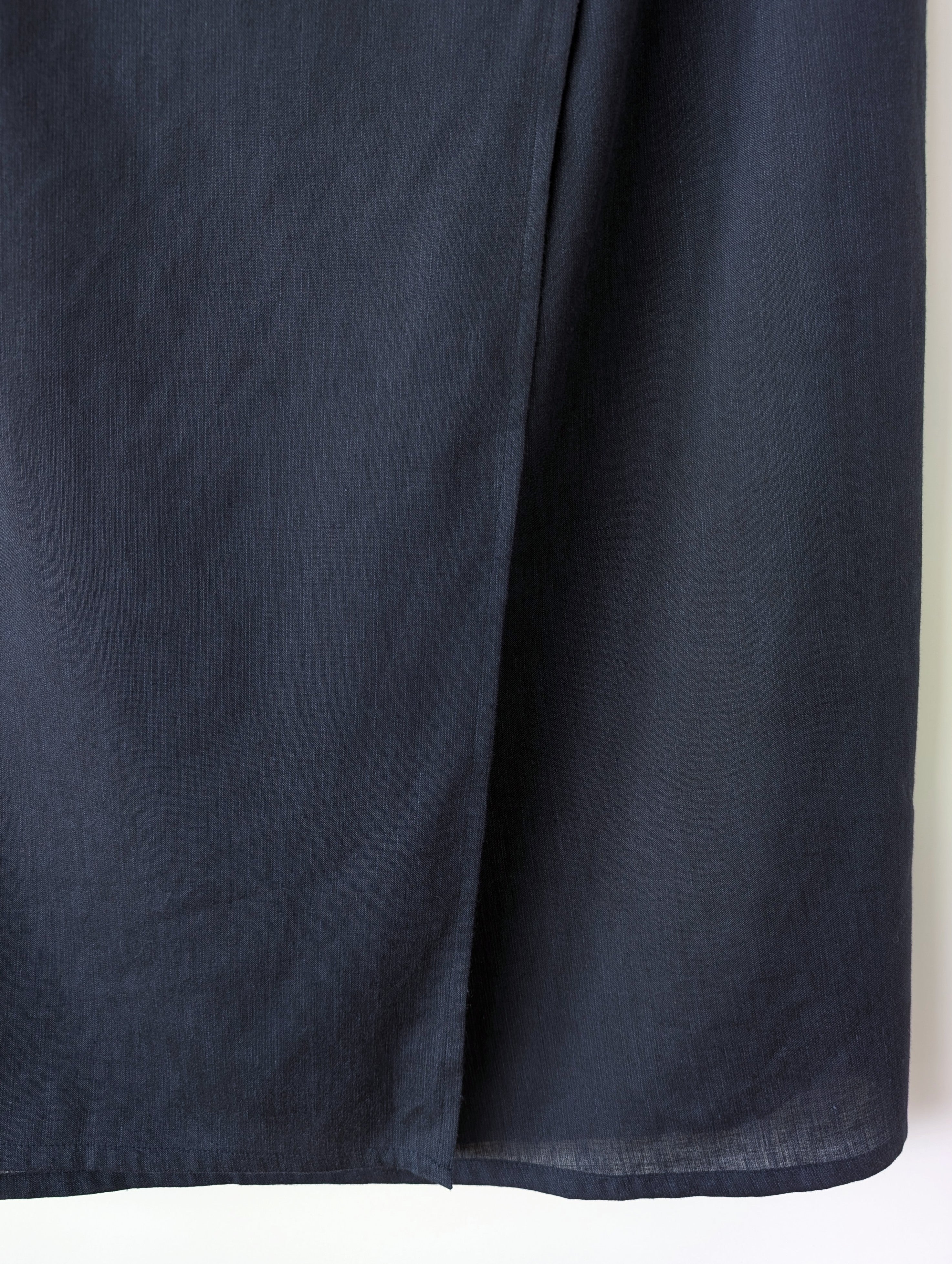 *René Lezard* Wickelrock Leinen Seide Wolle Marine (L)