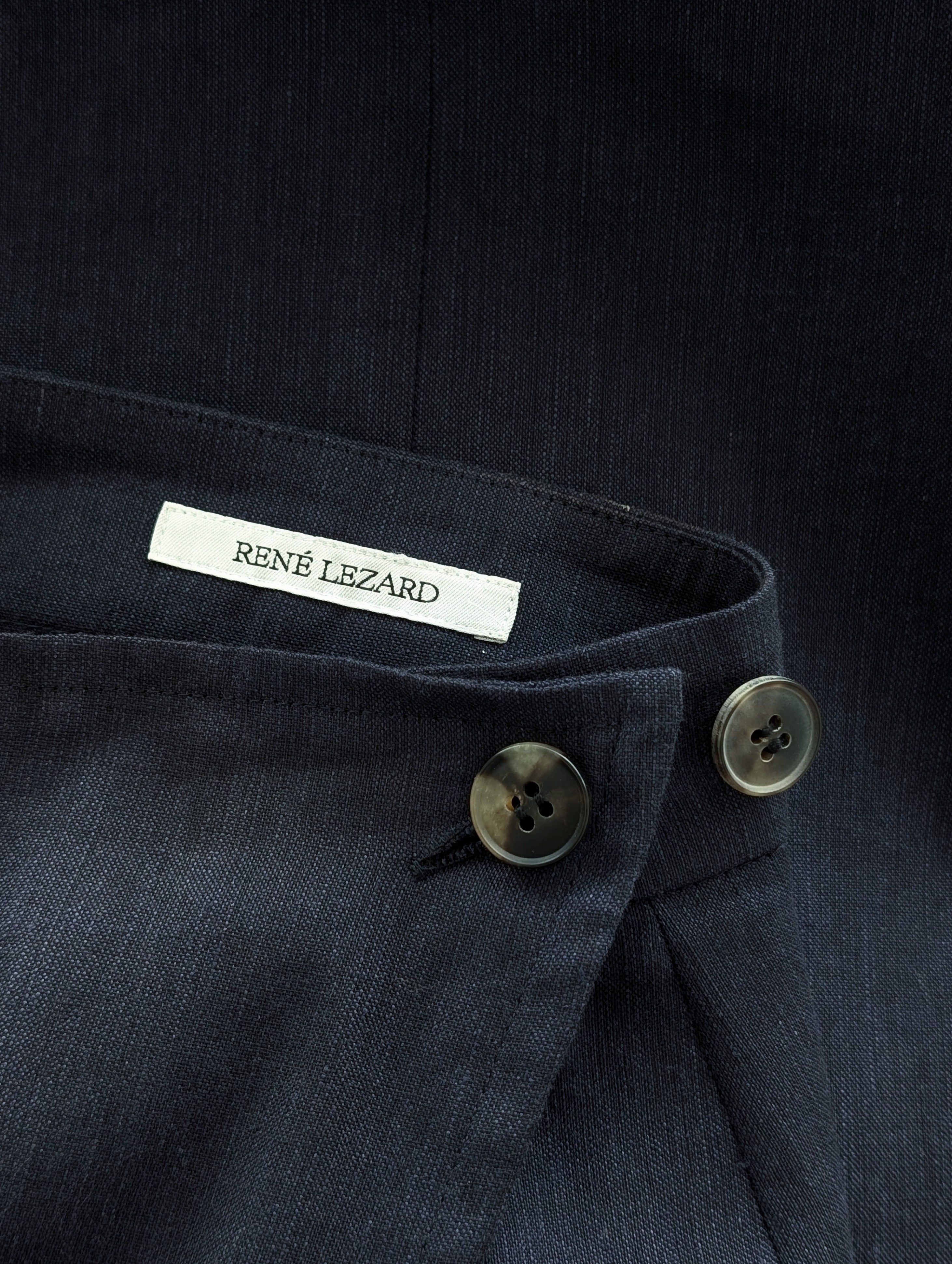 *René Lezard* Wickelrock Leinen Seide Wolle Marine (L)