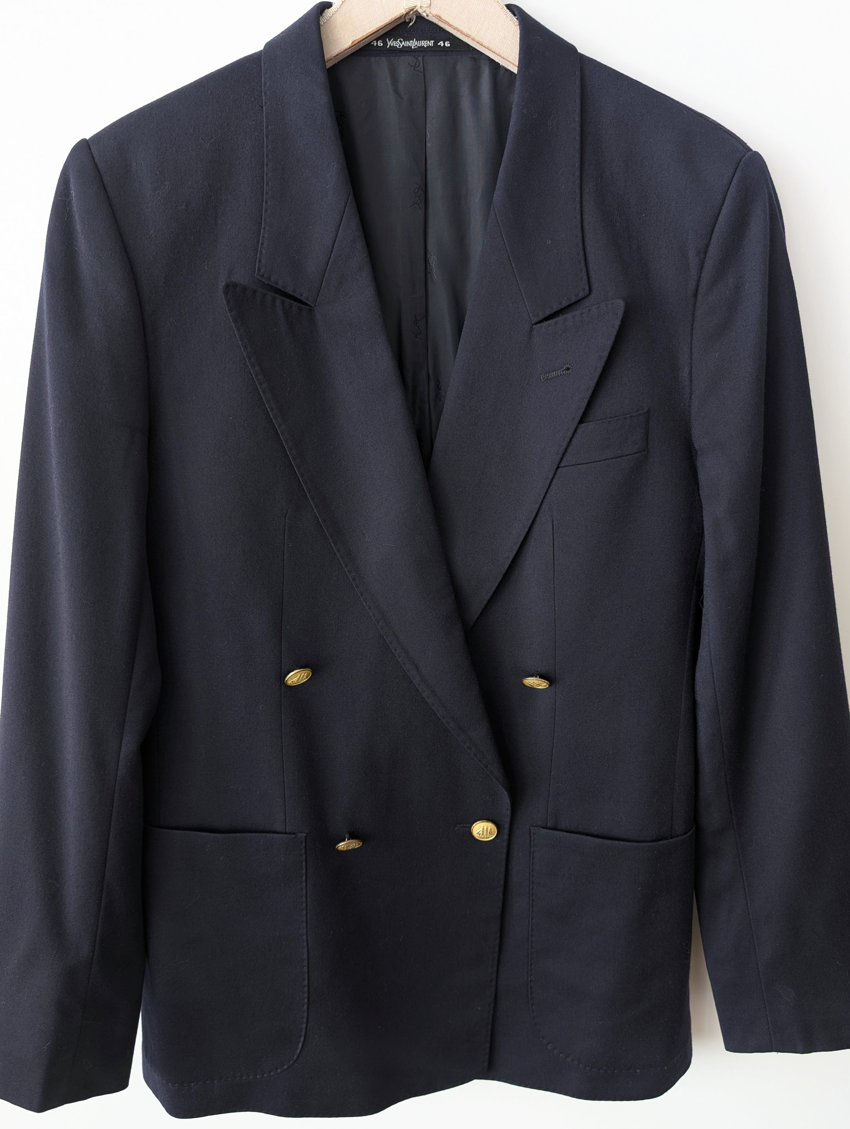 *Yves Saint Laurent* Blazer Sakko 80s Marine Zweireiher (M-L)