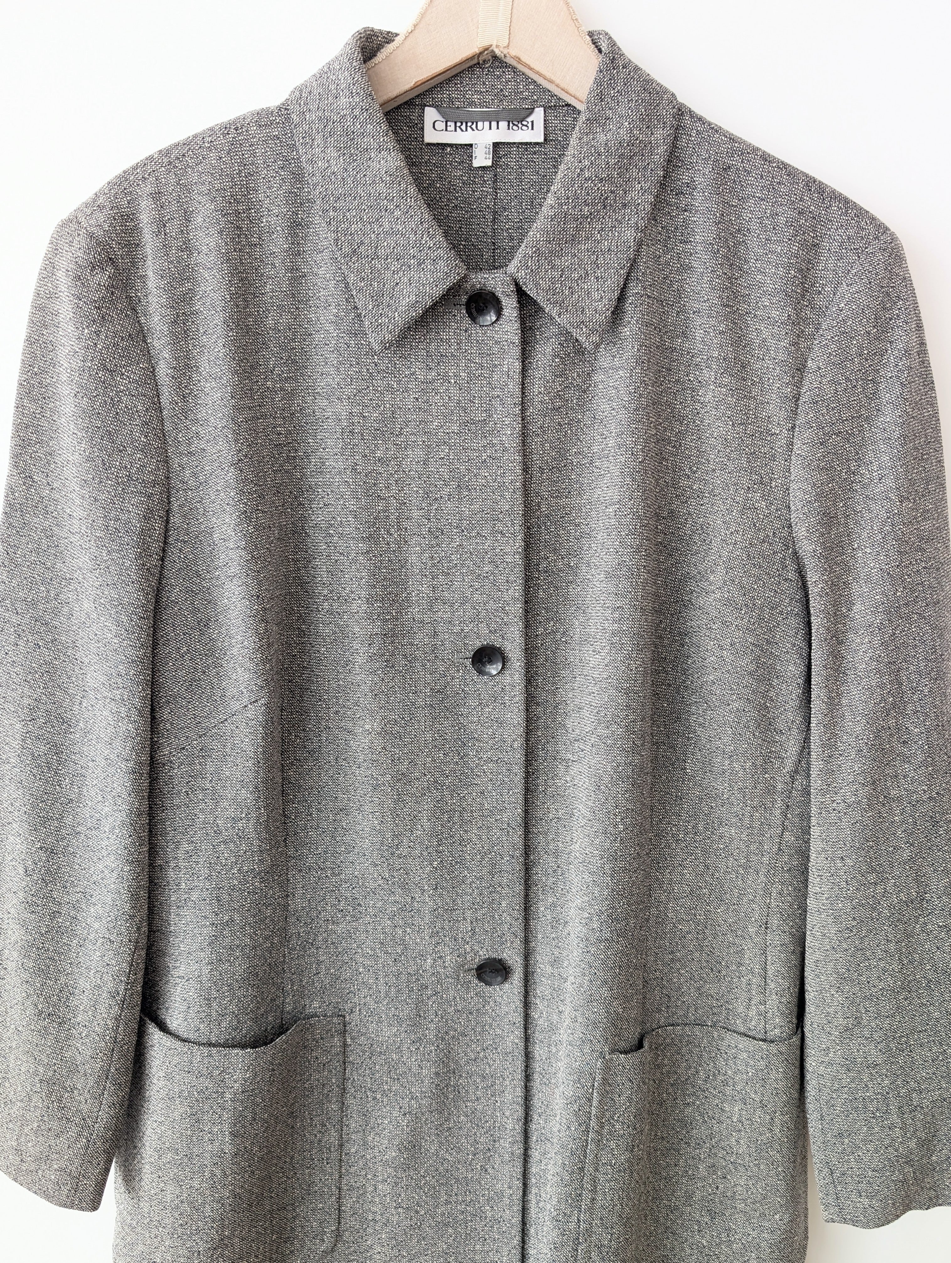 *Cerruti* Blouson Blazer 90s Wolle & Seide Hellgrau (L)