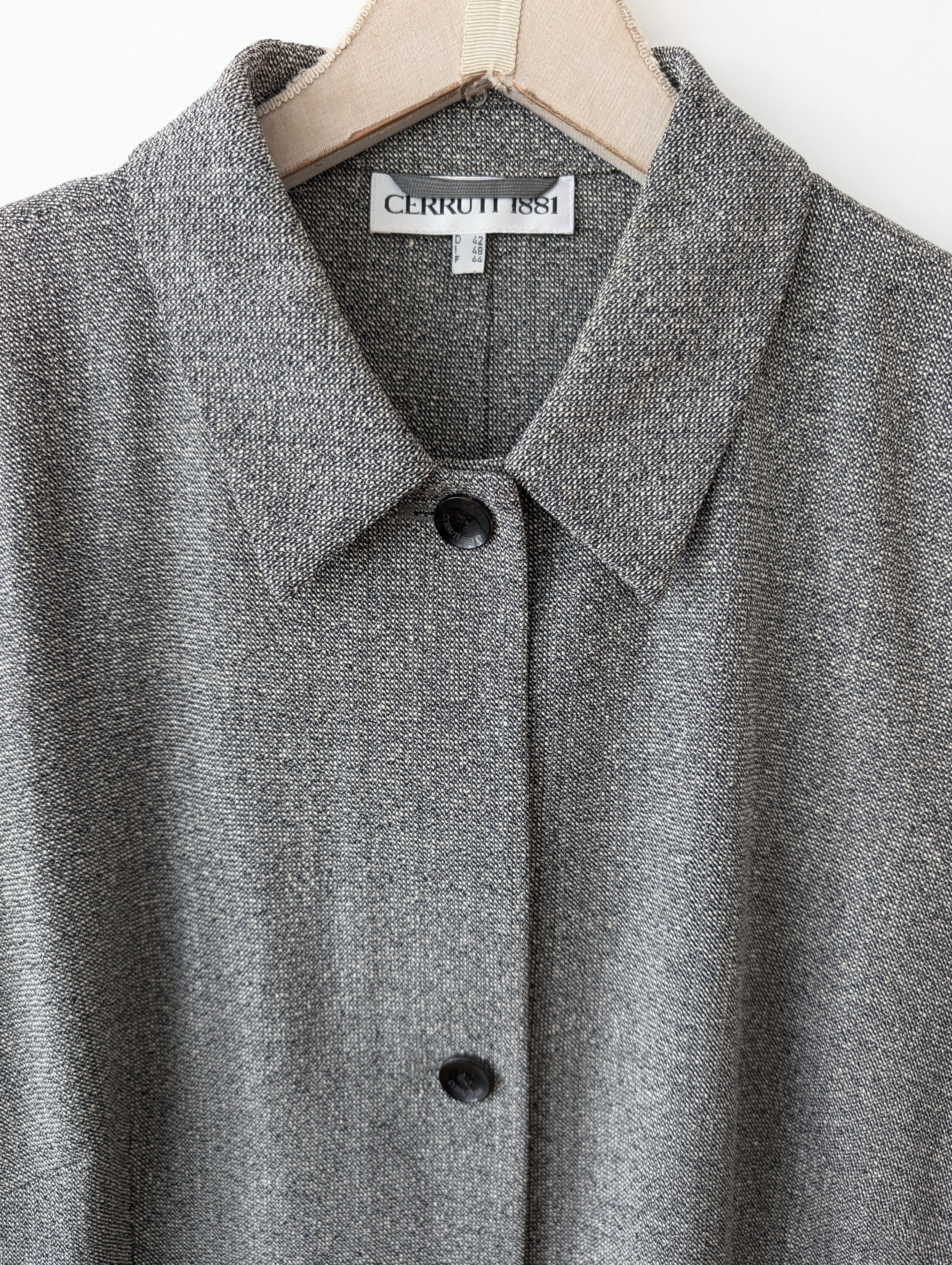 *Cerruti* Blouson Blazer 90s Wolle & Seide Hellgrau (L)