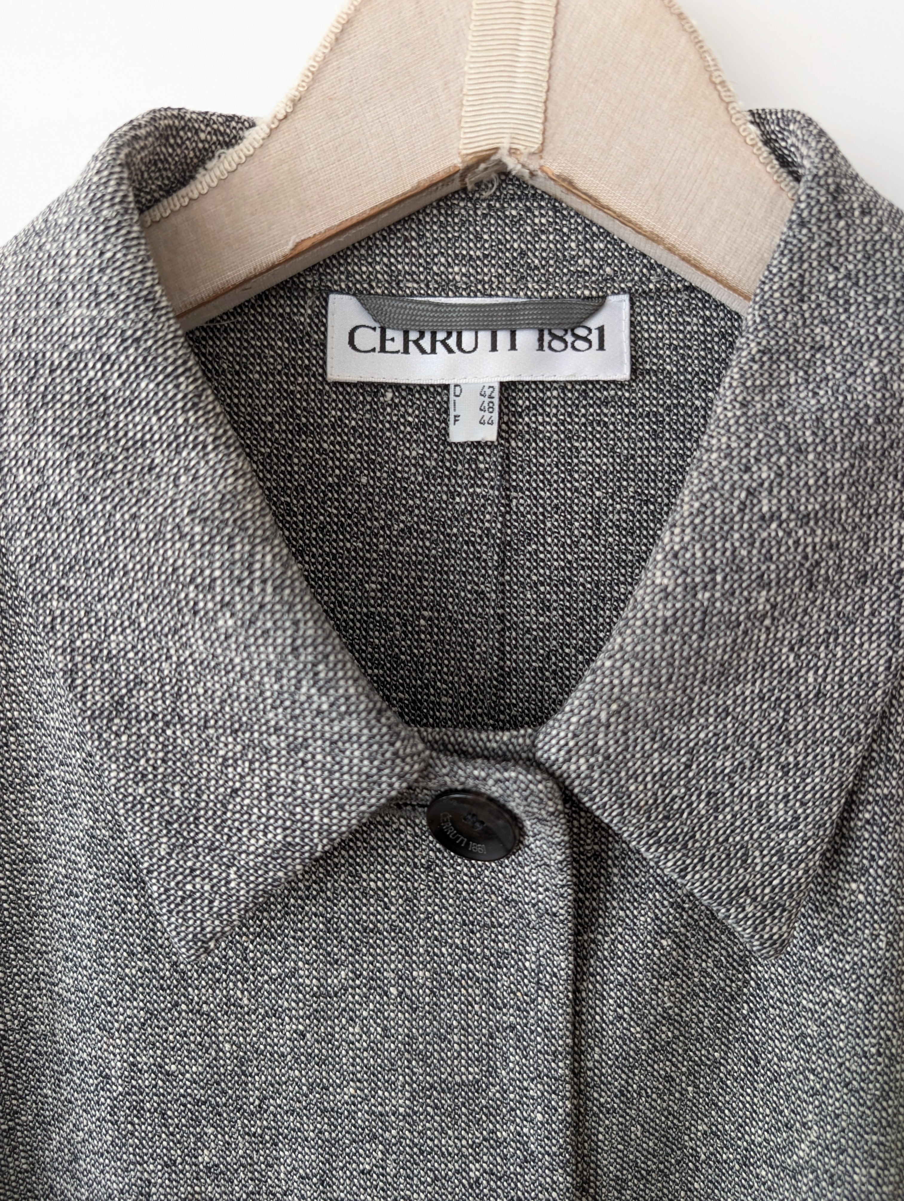 *Cerruti* Blouson Blazer 90s Wolle & Seide Hellgrau (L)