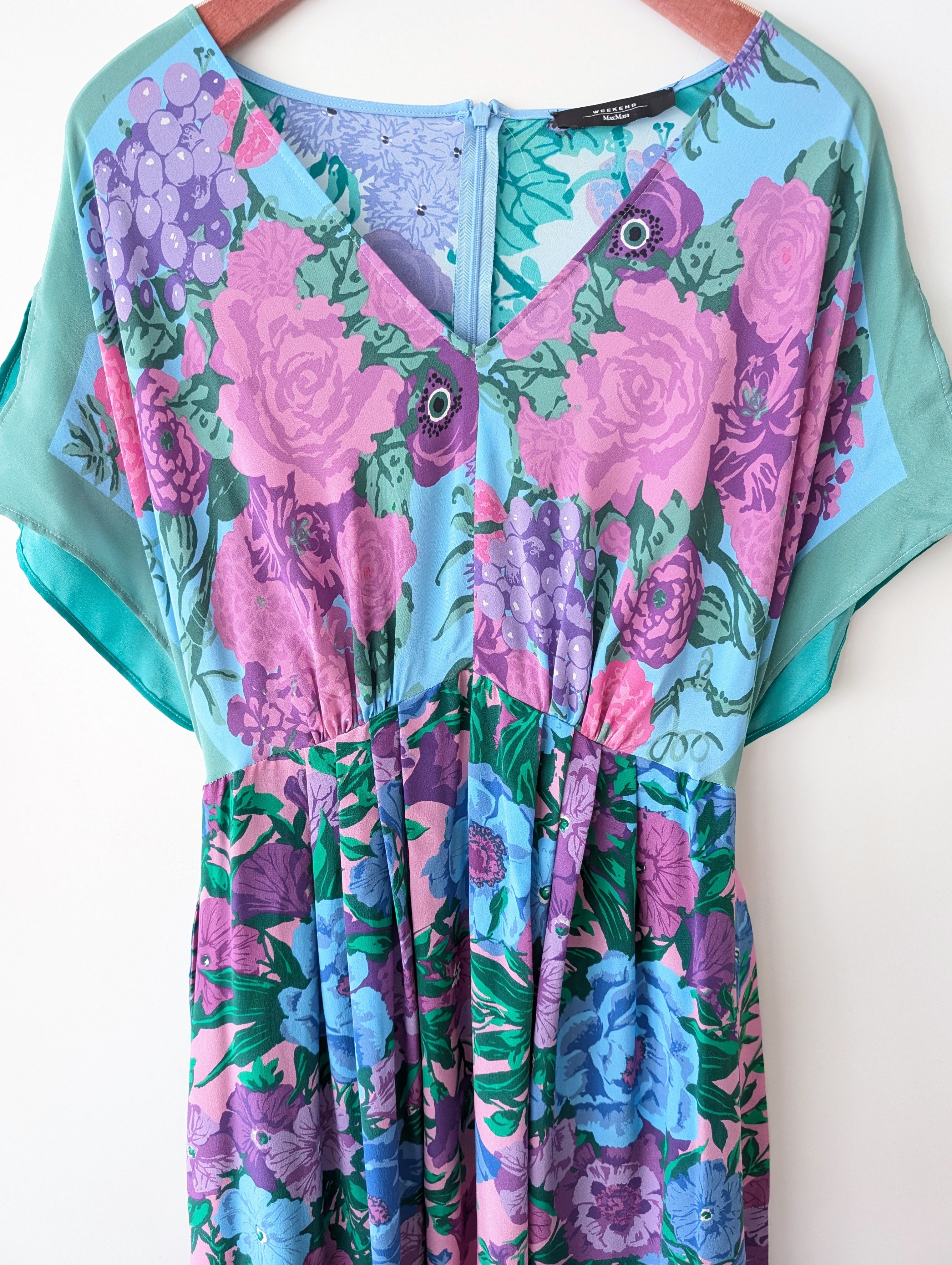 *Max Mara* Kleid Seide Bohemian Floral Print (M-L)