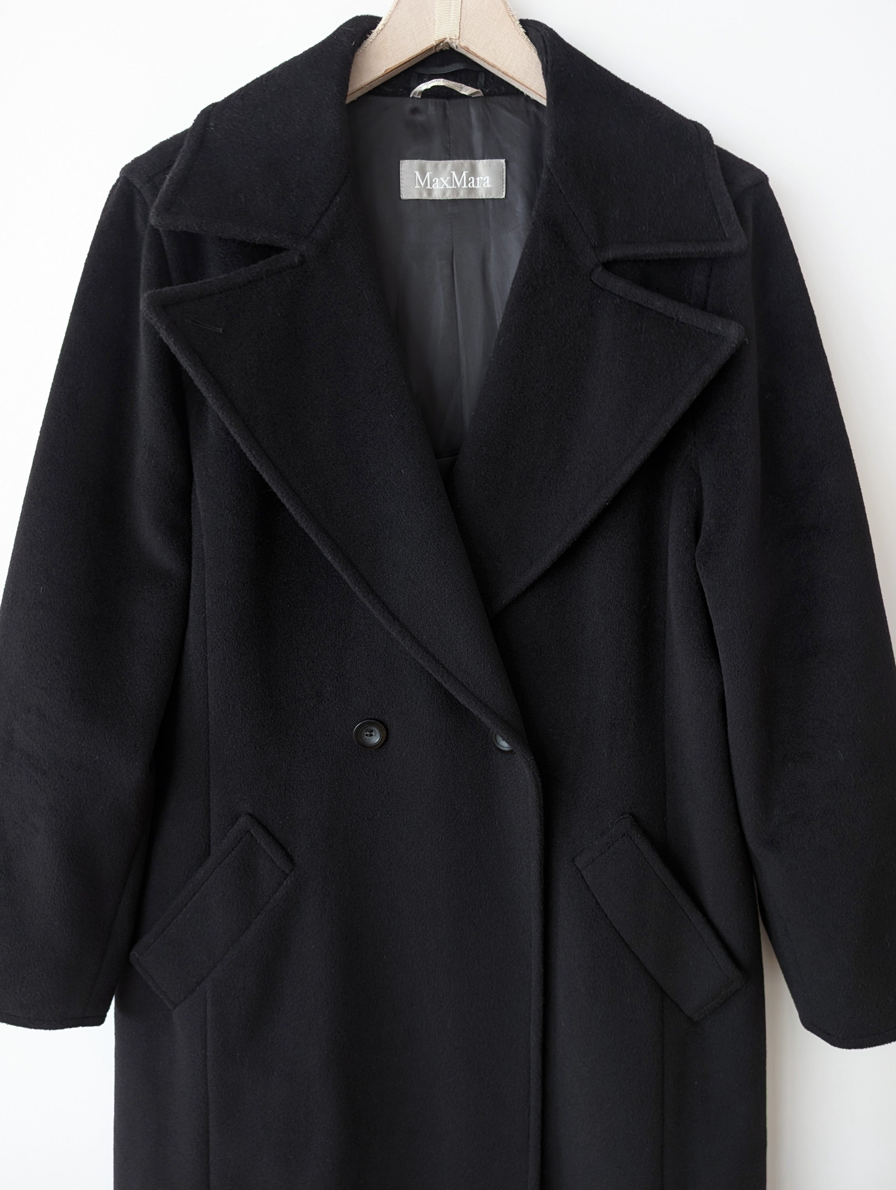 *Max Mara* Mantel Wolle 80s Schwarz (L)