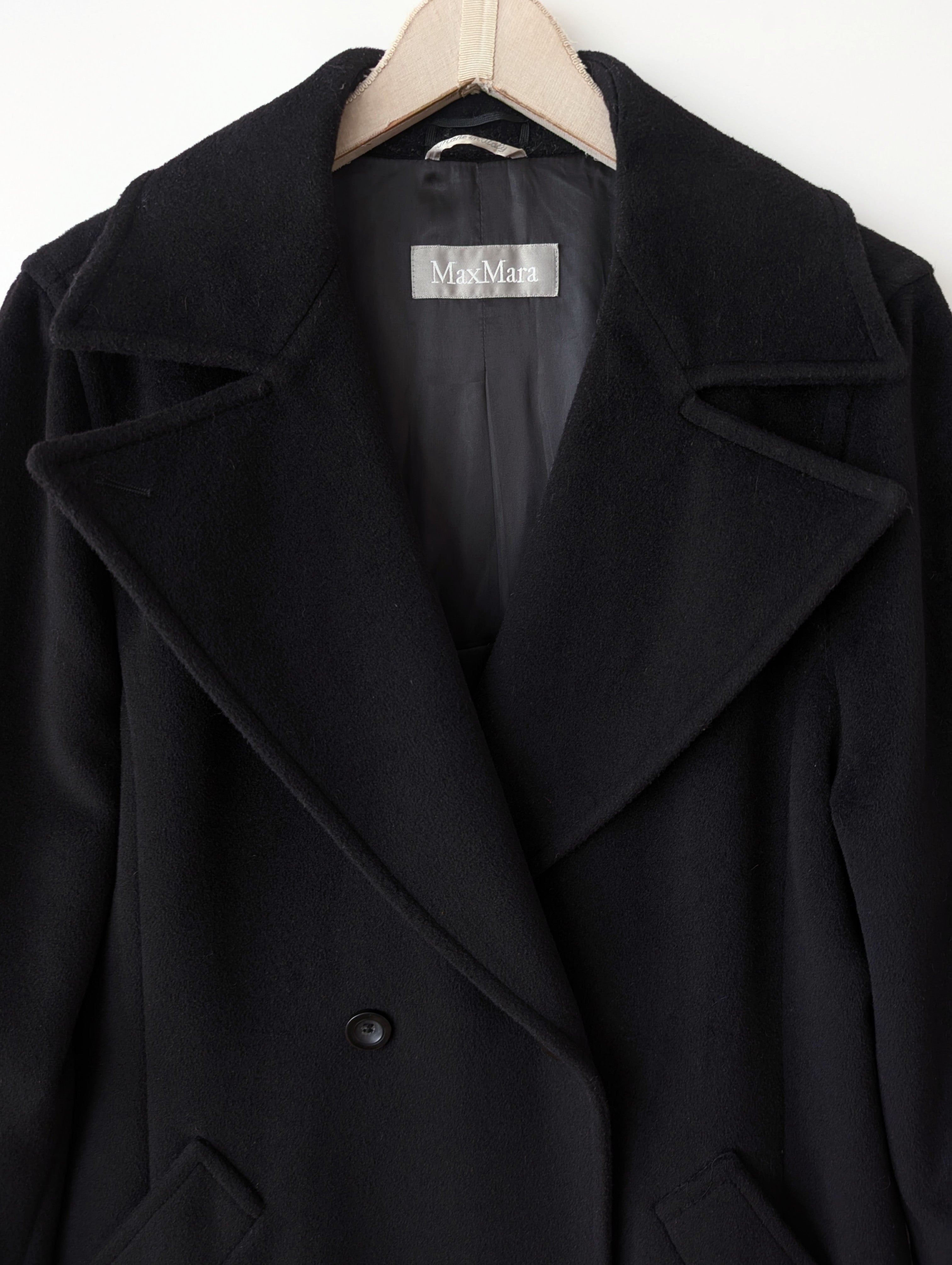 *Max Mara* Mantel Wolle 80s Schwarz (L)
