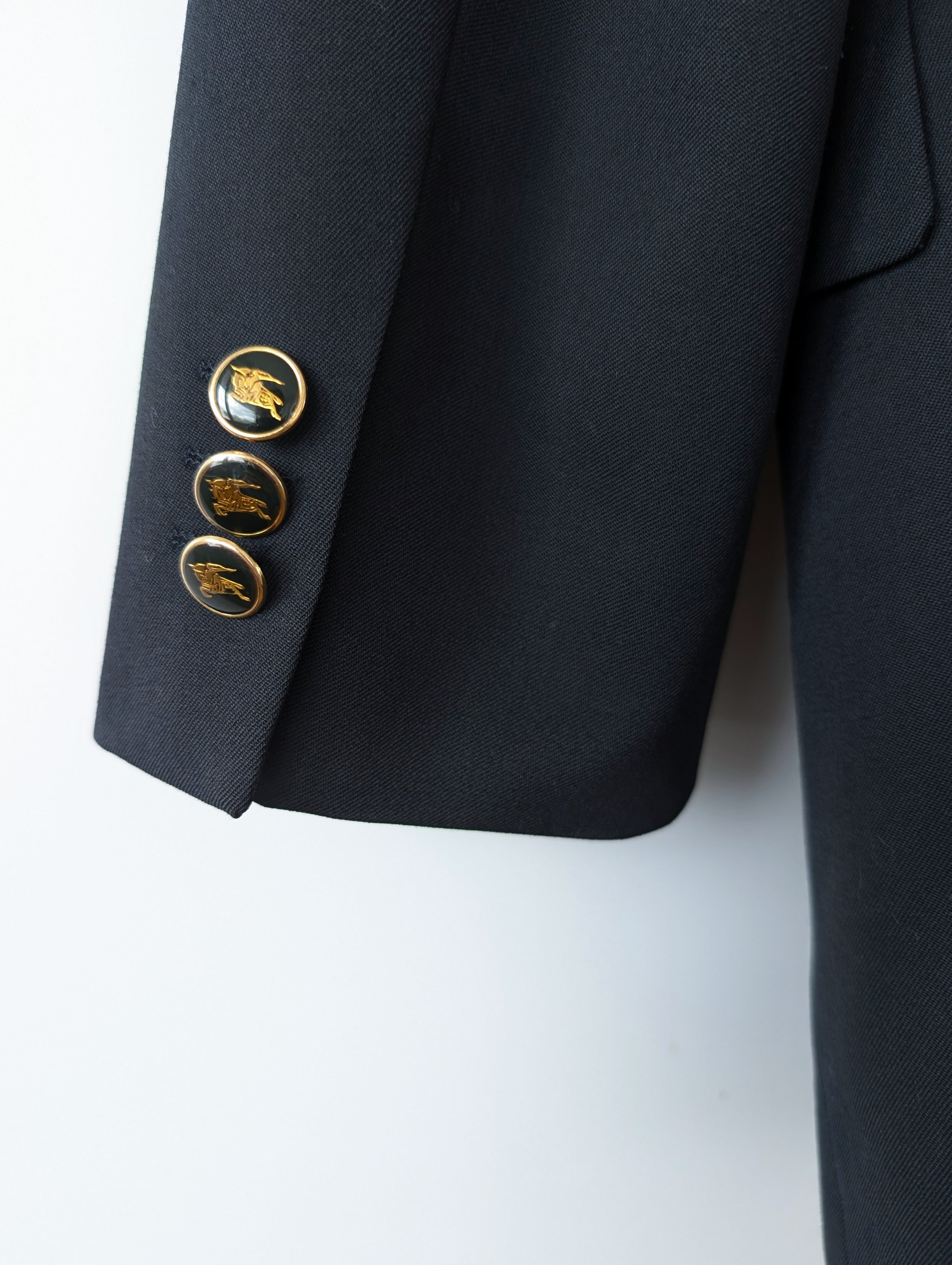 *Burberry* Blazer Sakko 80s Marine Zweireiher (L-XL)