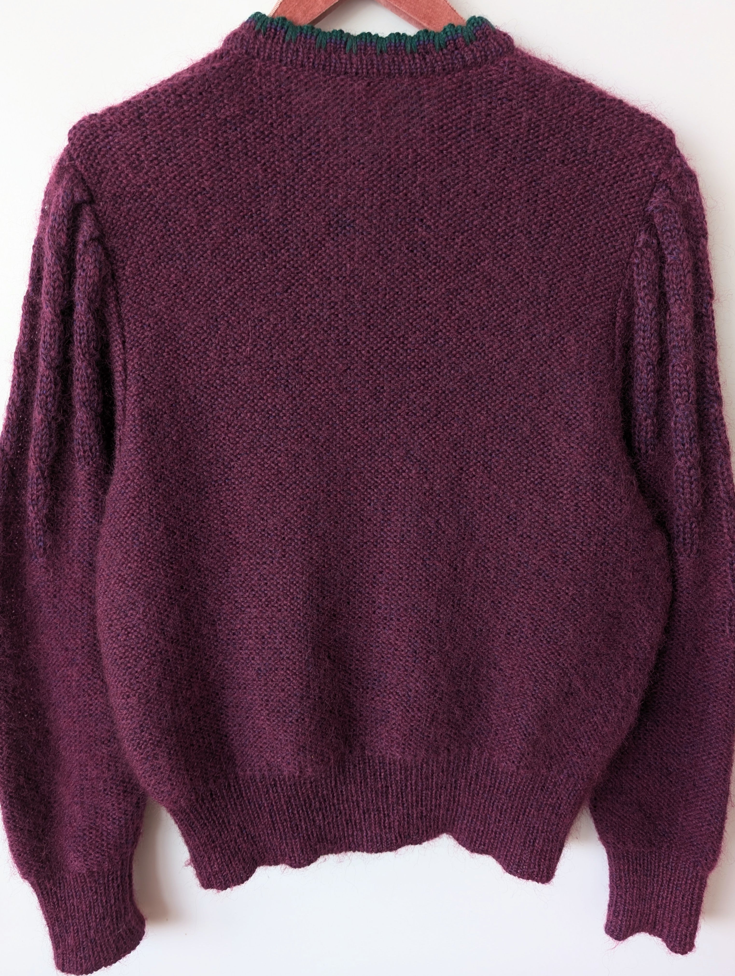 *Wolle* Cardigan Folklore Blumen Stick Ballonärmel (L)