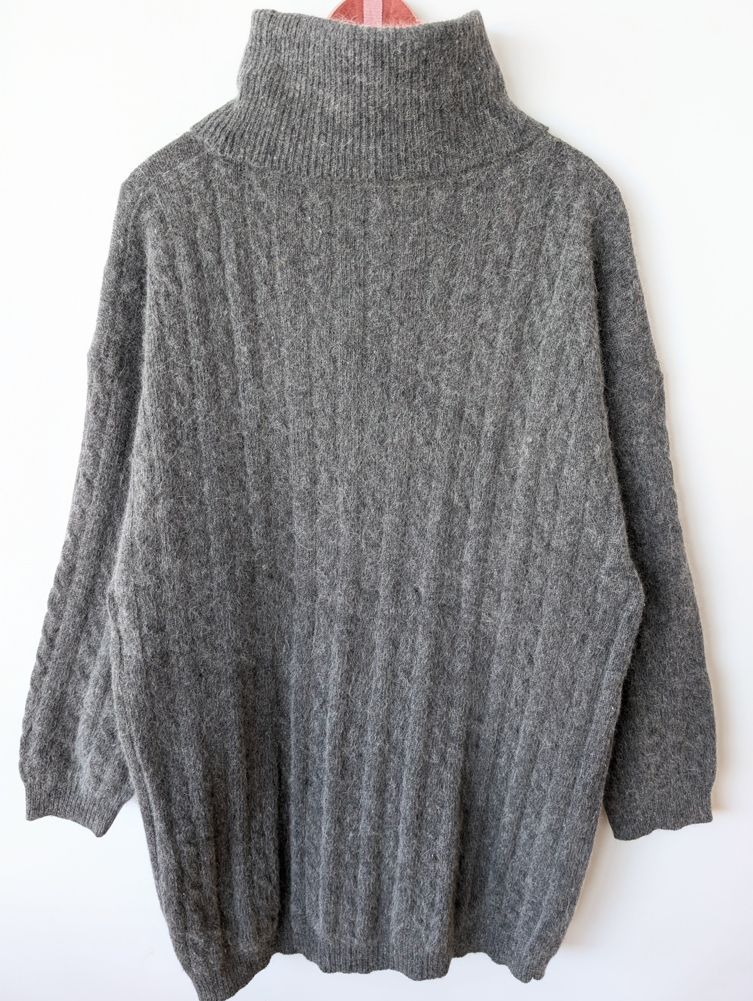 *Angora & Wolle* Long Pullover Rollkragen Grau (XL)