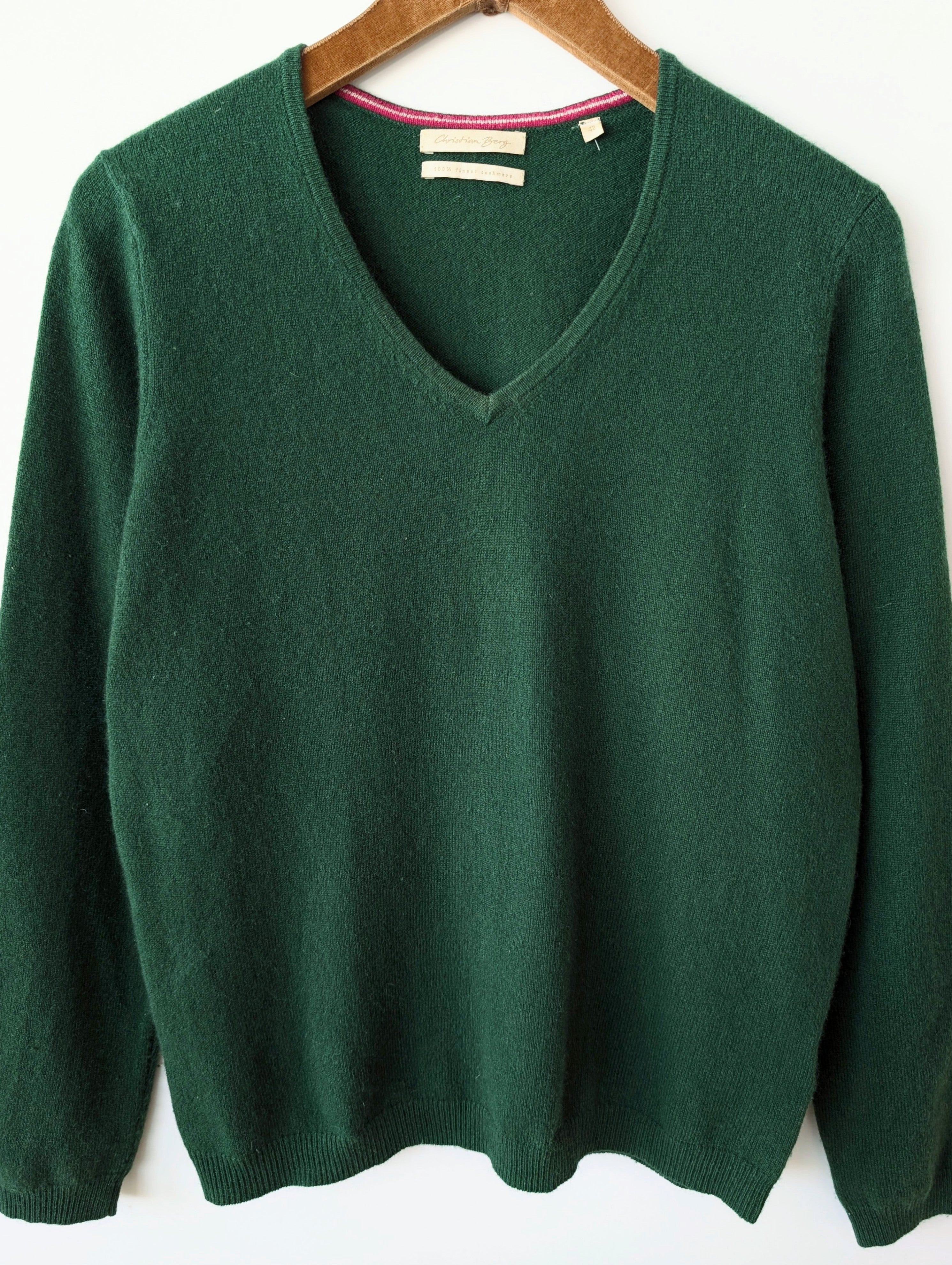 *Kaschmir* Pullover Premium Basic Moosgrün (L)