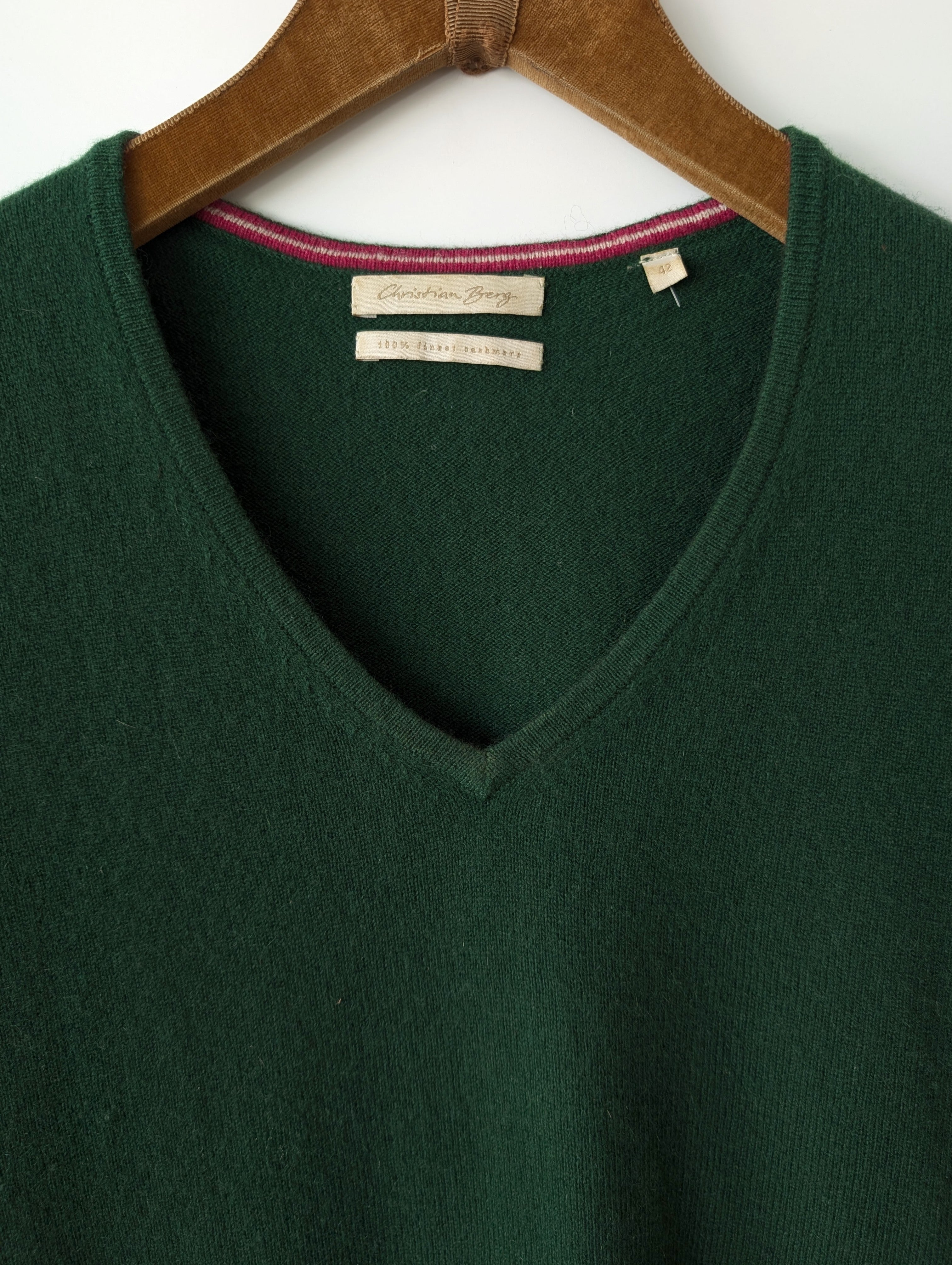*Kaschmir* Pullover Premium Basic Moosgrün (L)