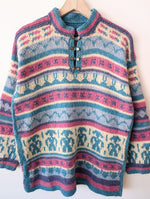 Lade das Bild in den Galerie-Viewer, Pullover Handmade Strickmuster Pink (L)
