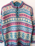 Lade das Bild in den Galerie-Viewer, Pullover Handmade Strickmuster Pink (L)
