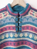 Lade das Bild in den Galerie-Viewer, Pullover Handmade Strickmuster Pink (L)
