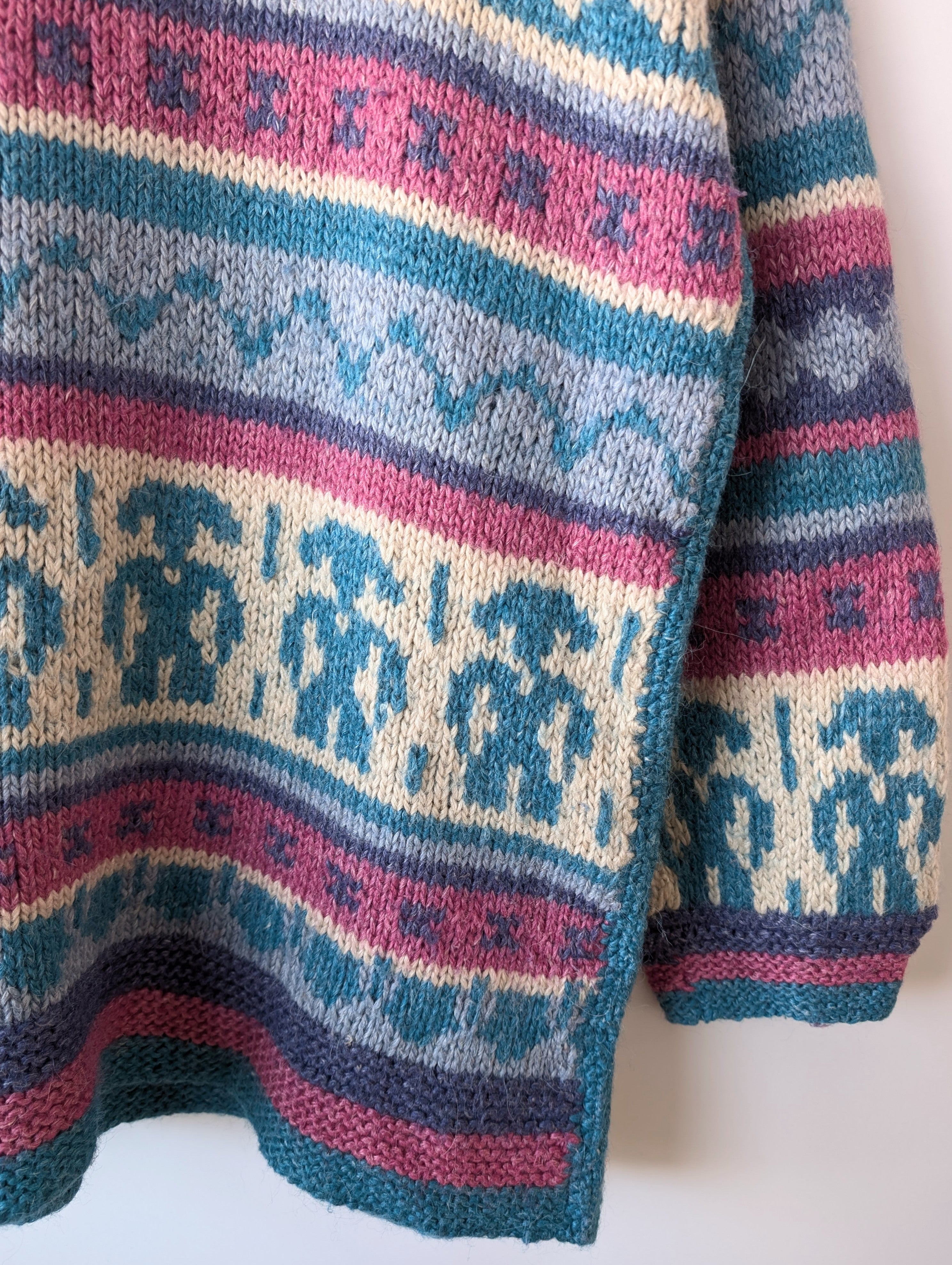 Pullover Handmade Strickmuster Pink (L)