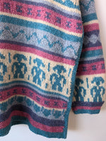 Lade das Bild in den Galerie-Viewer, Pullover Handmade Strickmuster Pink (L)
