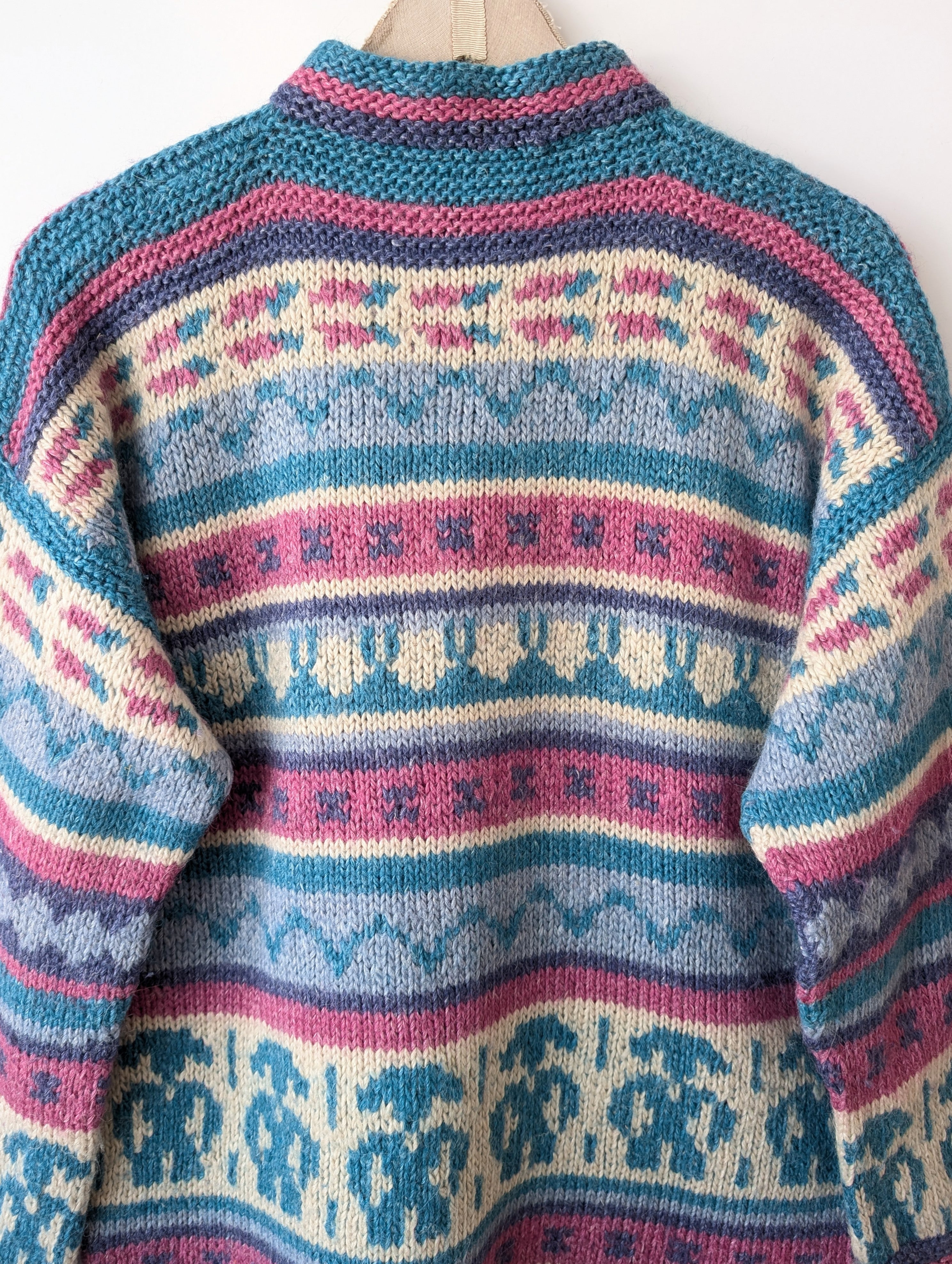 Pullover Handmade Strickmuster Pink (L)