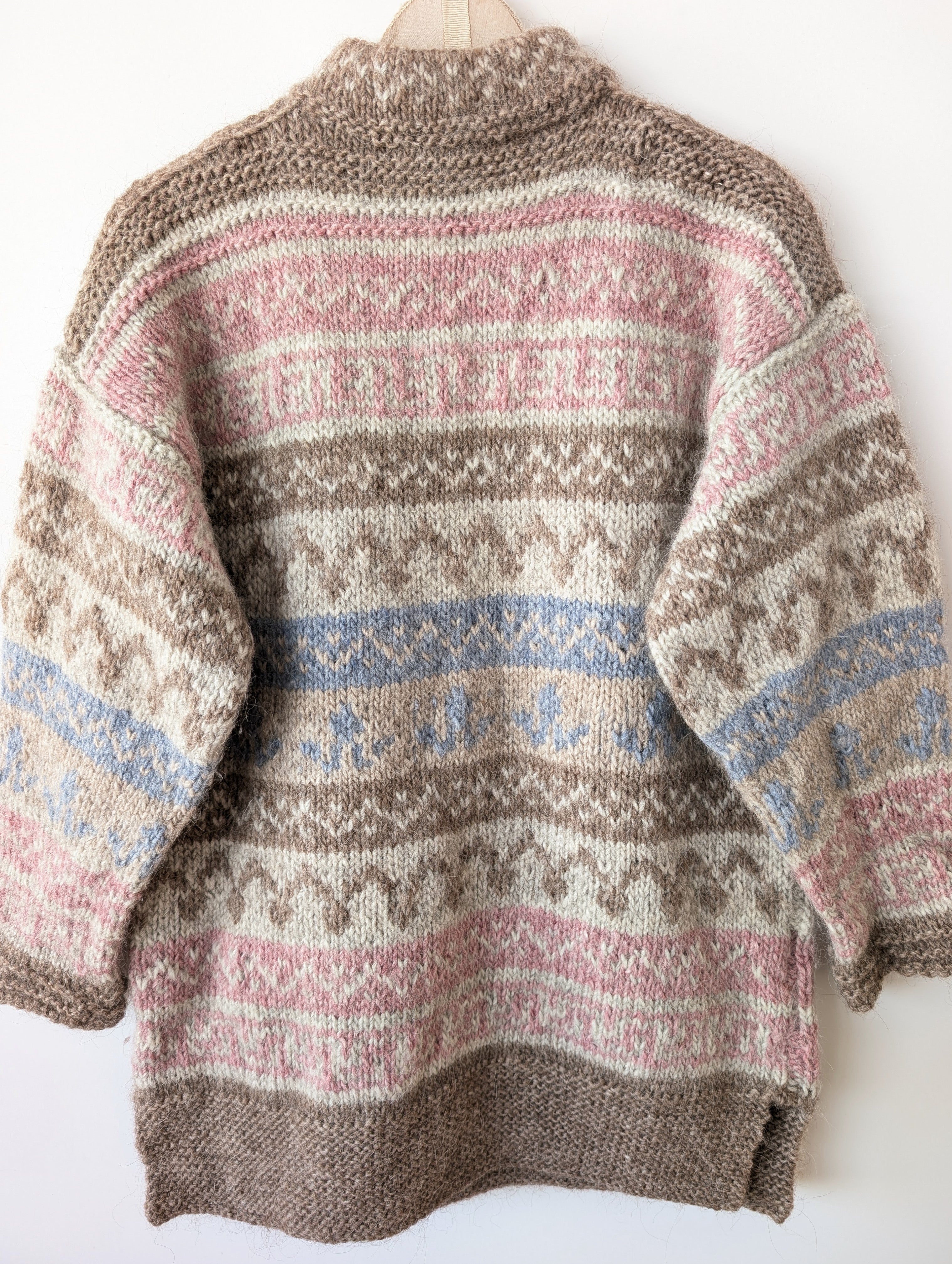 *Wolle* Handmade Pullover Tulpen Folklore Rosa (XL)