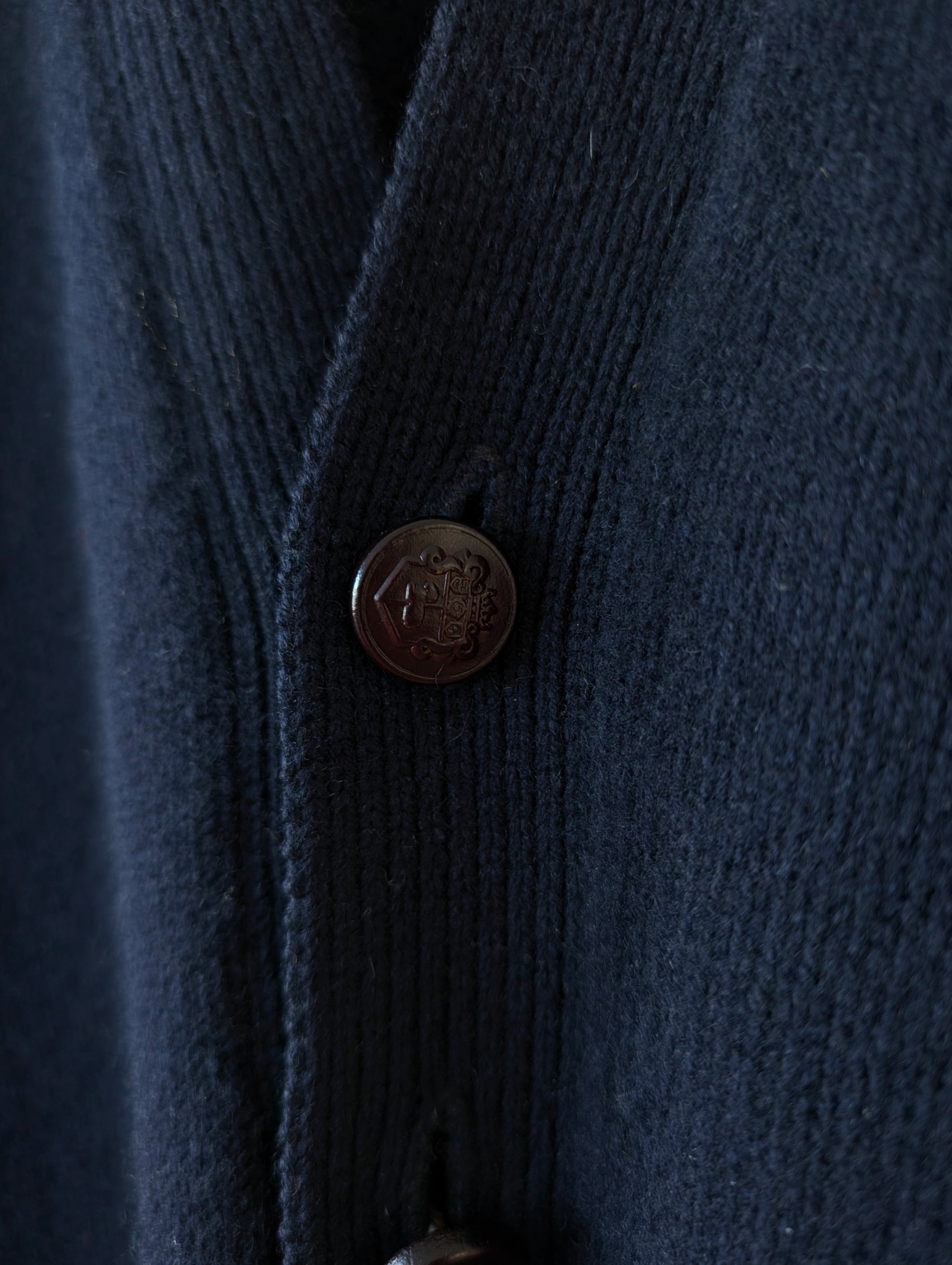 *Lammwolle* Cardigan Alan Paine Basic Marine (L-XL)