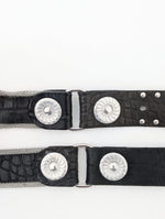 Lade das Bild in den Galerie-Viewer, Gürtel Nieten Silber Grunge Kroko Leder (80-100)
