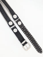 Lade das Bild in den Galerie-Viewer, Gürtel Nieten Silber Grunge Kroko Leder (80-100)
