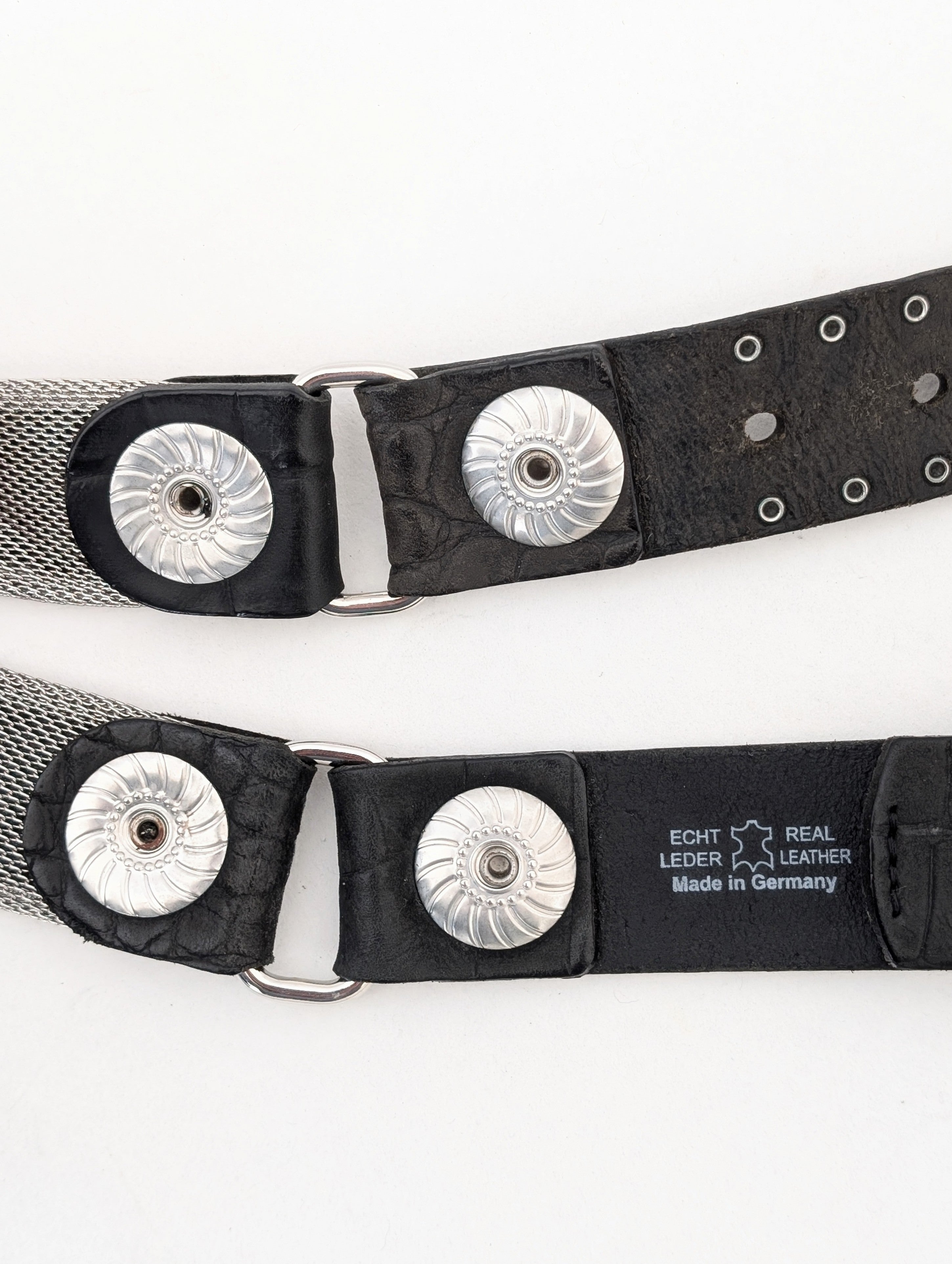 Gürtel Nieten Silber Grunge Kroko Leder (80-100)