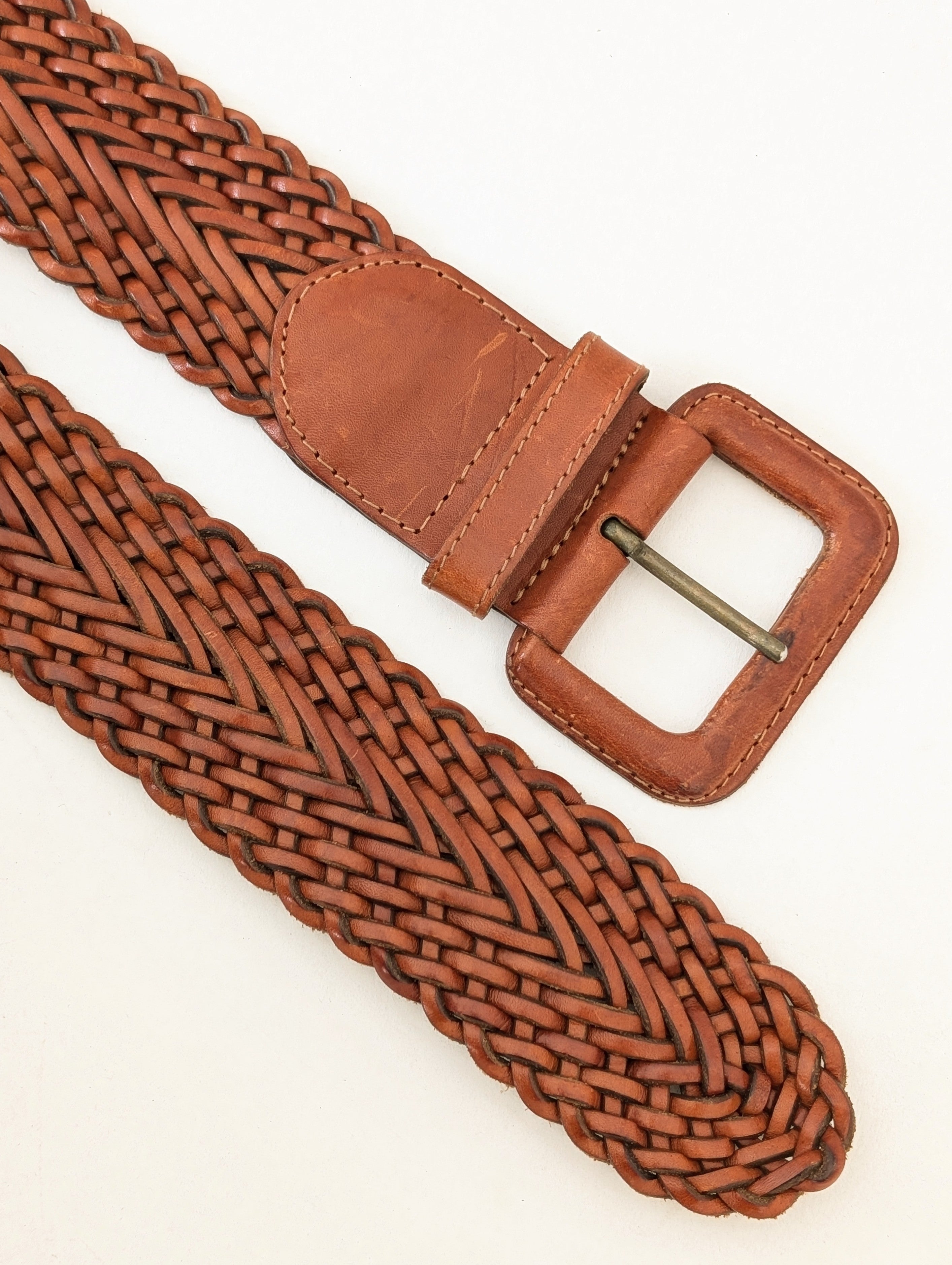 Leder Flechtgürtel Braun (One Size)