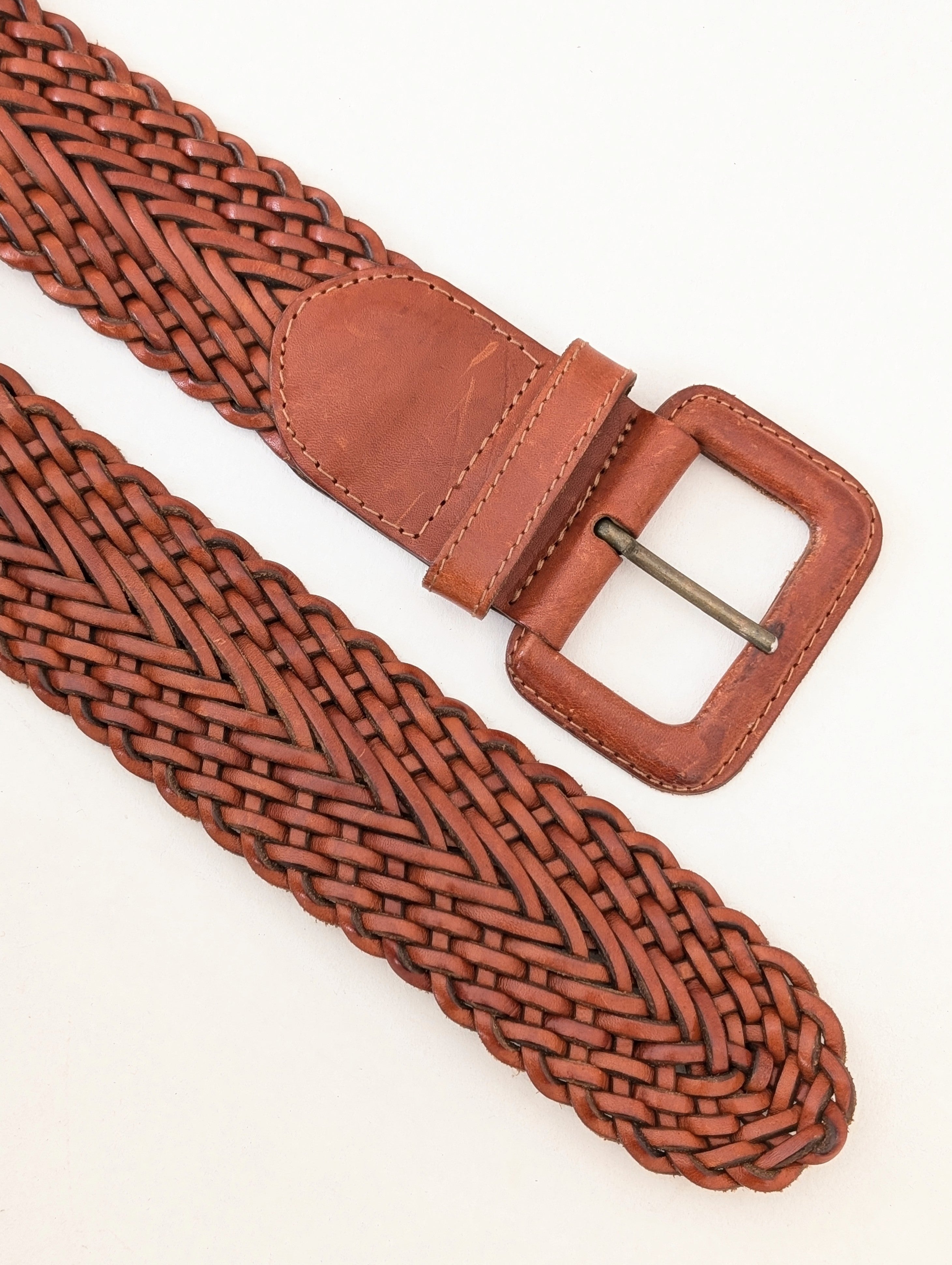 Leder Flechtgürtel Braun (One Size)