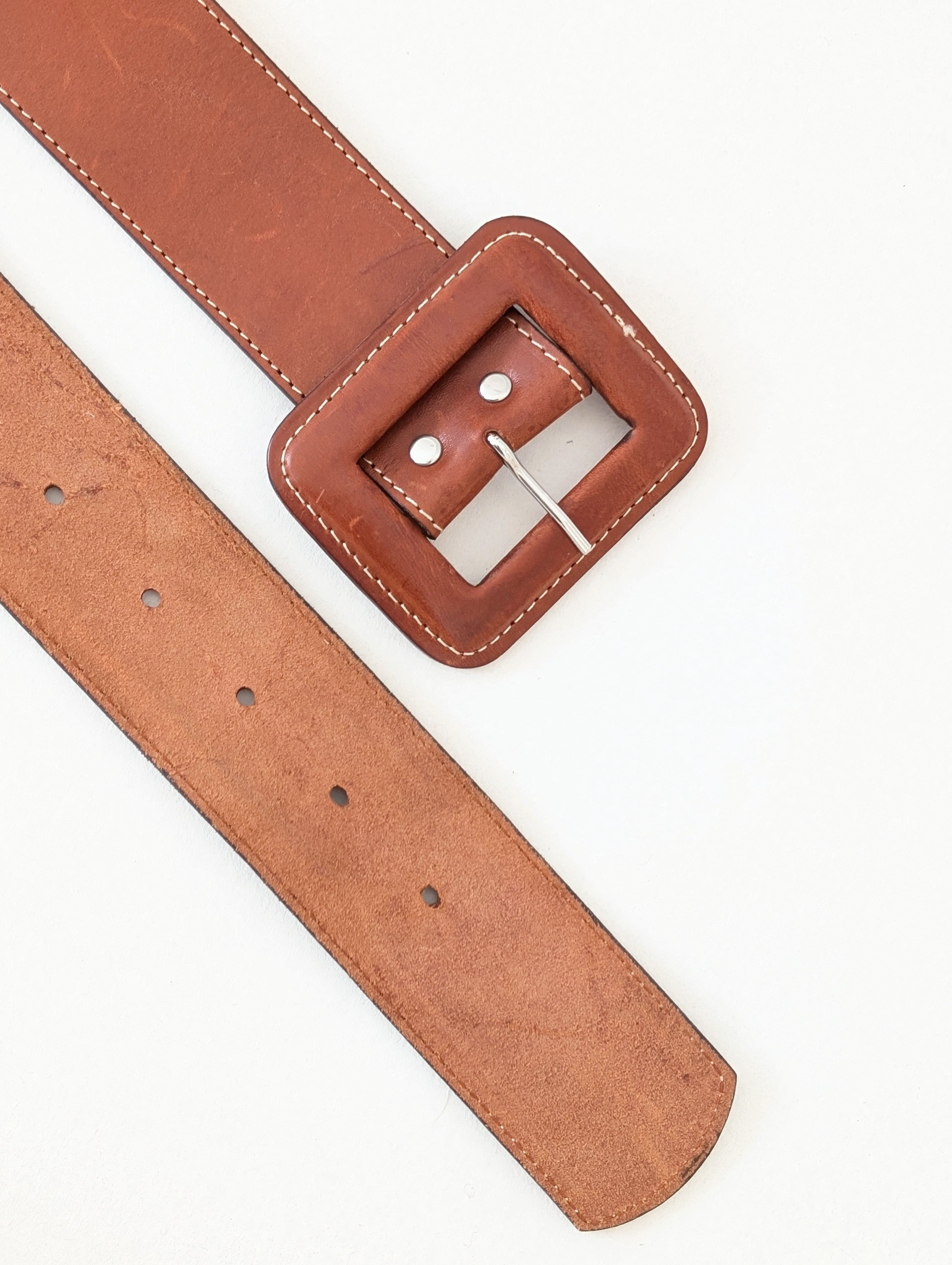 Leder Gürtel 70s Statement Braun (80-110)