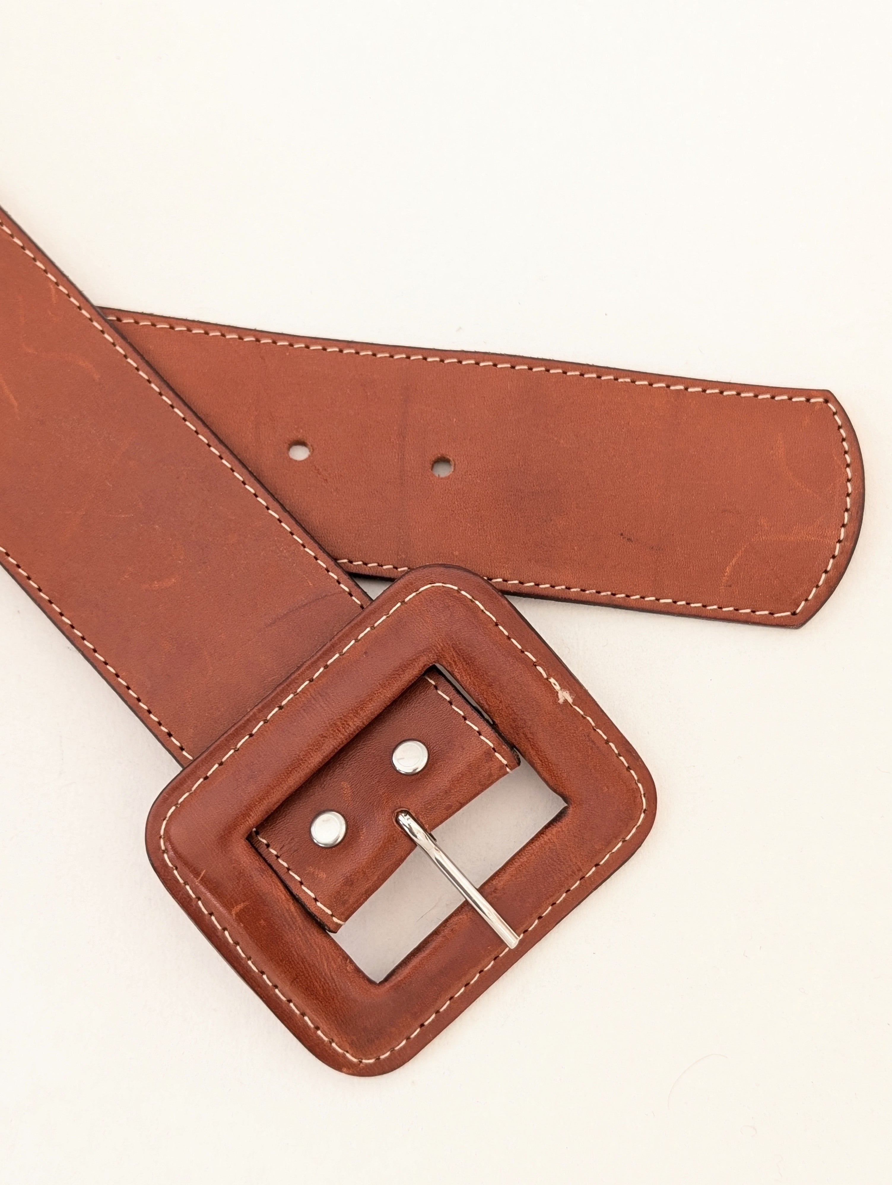 Leder Gürtel 70s Statement Braun (80-110)